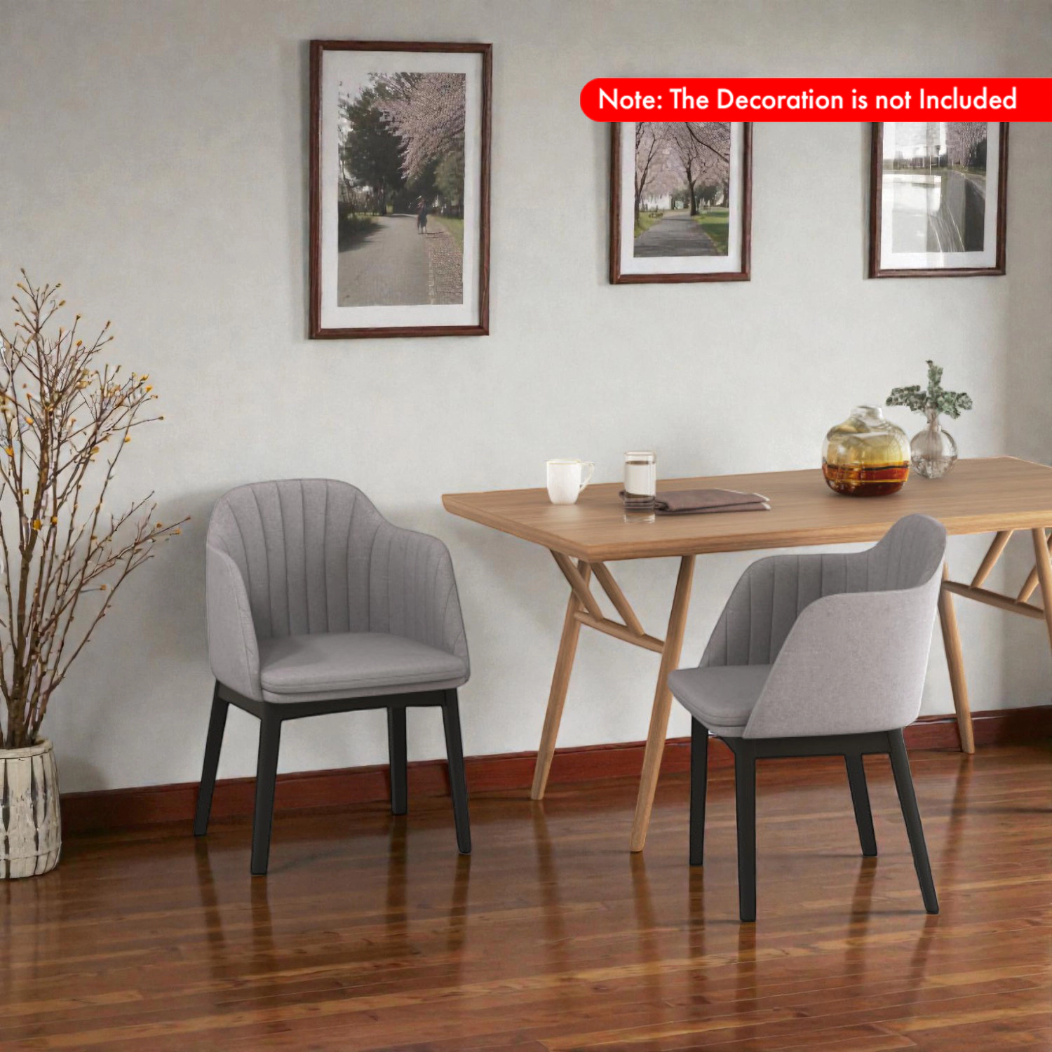 Hivvago Set of 2 Velvet Dining Chairs with Curved Backs