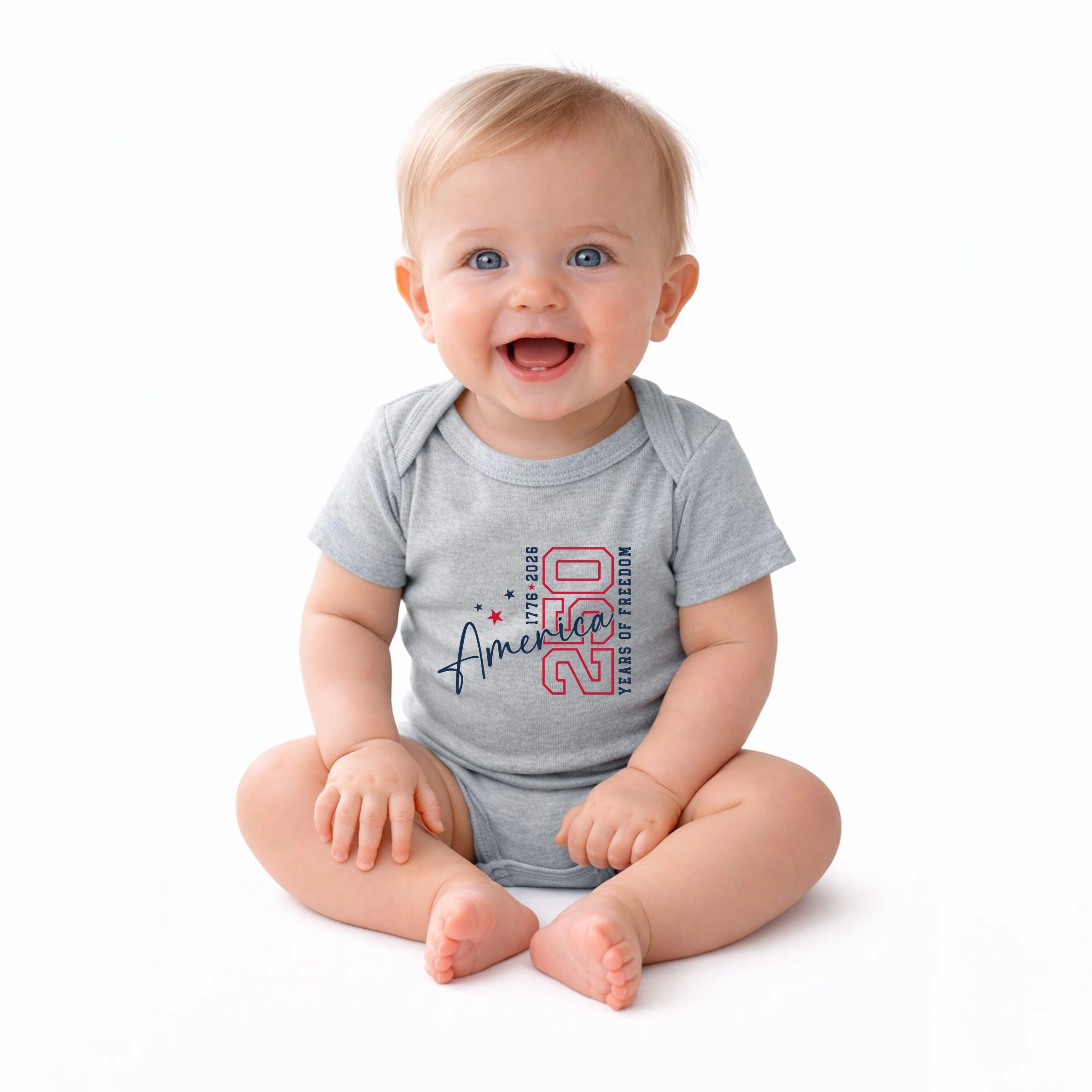 The Juniper Shop - America 250 Years of Freedom Outline Baby Short Sleeve Graphic Bodysuit