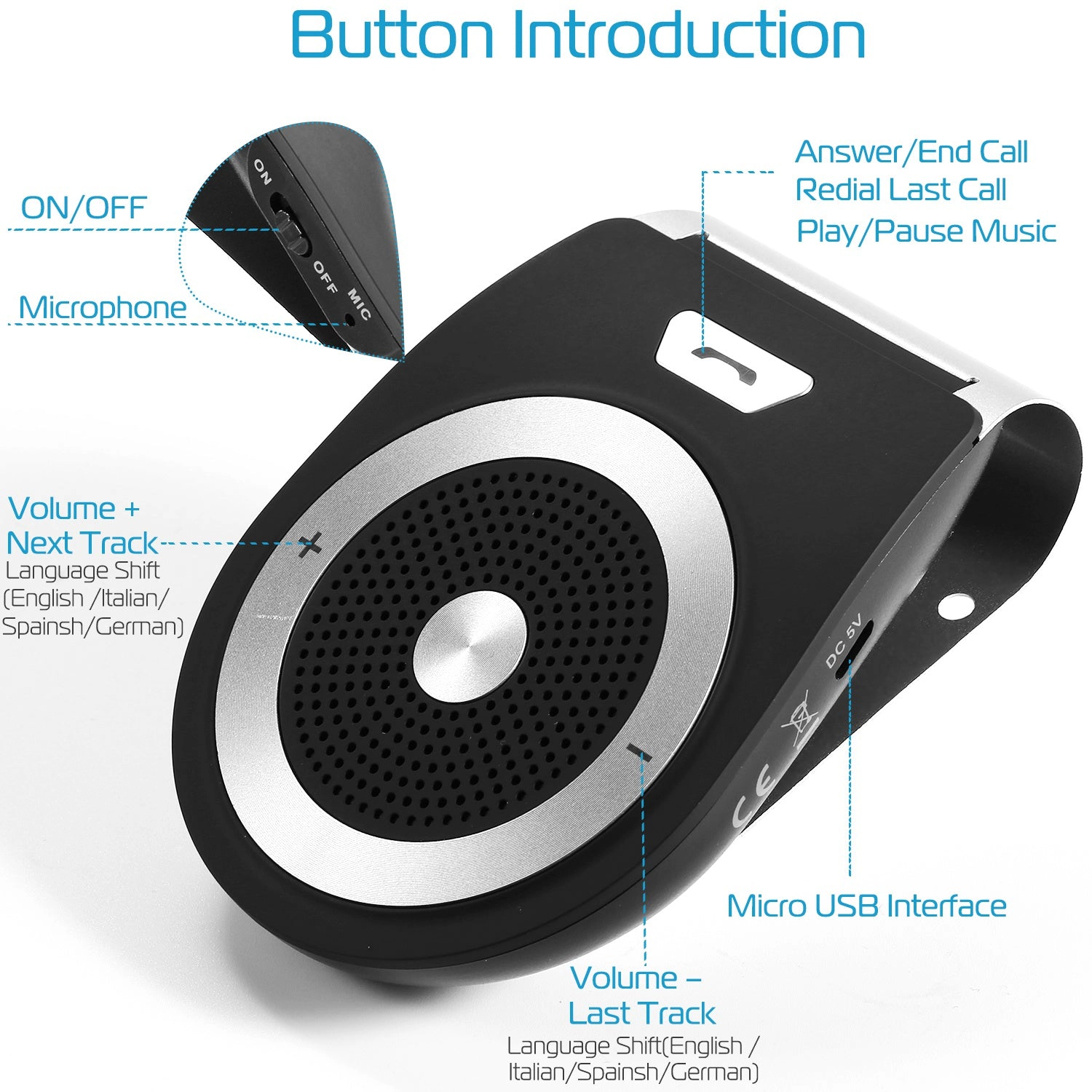 GBruno Wireless Hands-Free Car Speakerphone