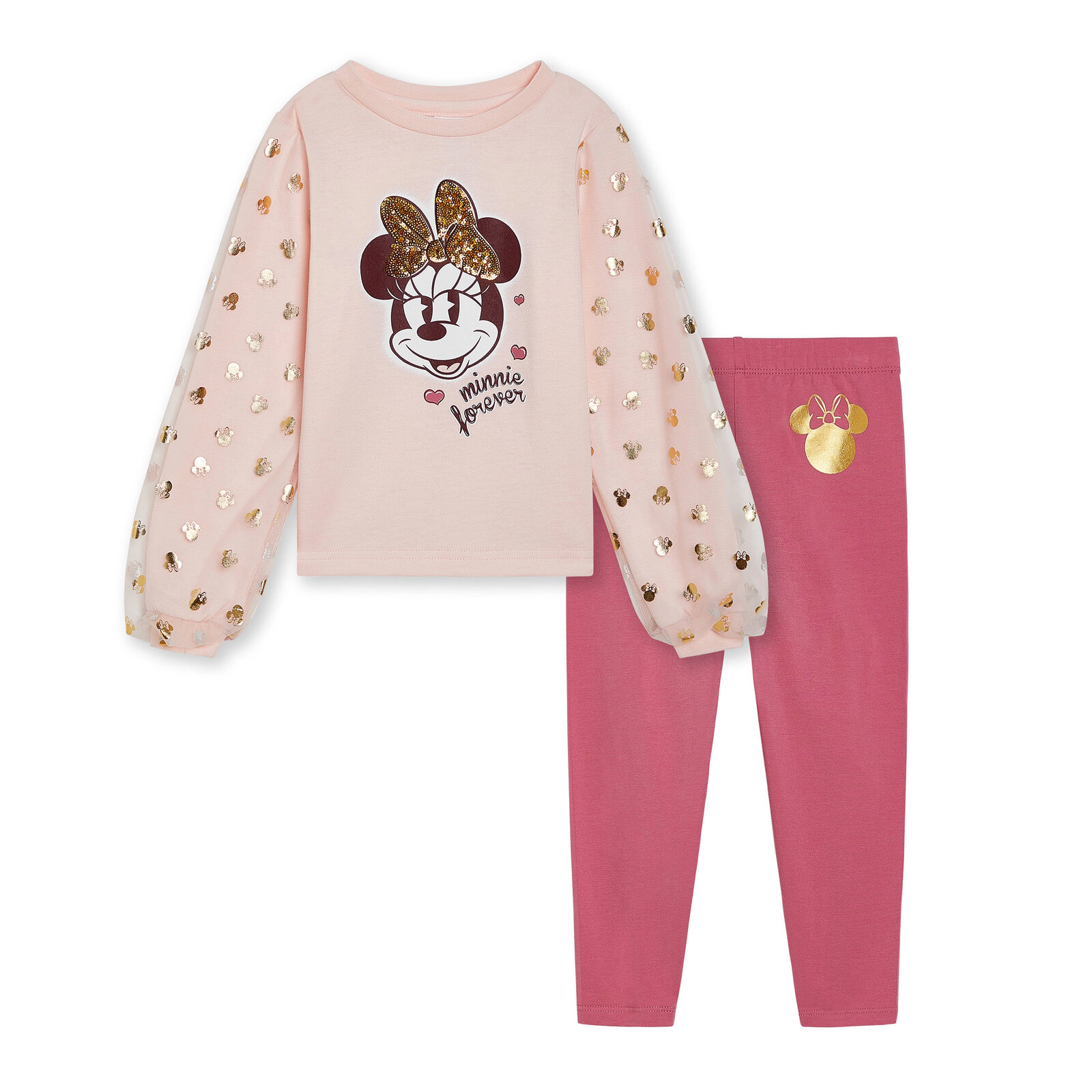 Disney Minnie Mouse Girls' 2-Piece Long Sleeve T-Shirt and Leggings Set