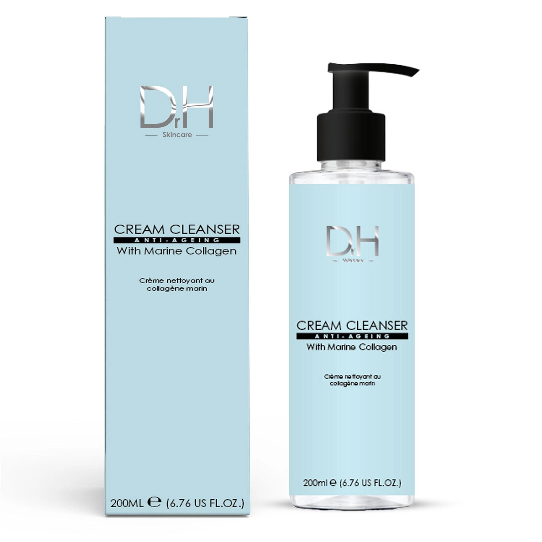 Dr H Anti-Ageing Cream Cleanser with Marine Collagen 200ml - Acne & Blemish Control, Pore Minimising, Brightening