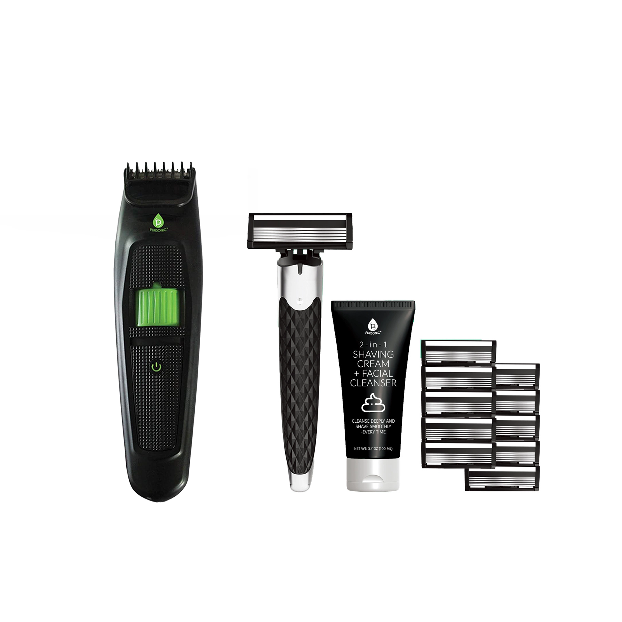 Pursonic Men's Grooming Essentials Bundle Shaving Kit & Beard & Body Trimmer