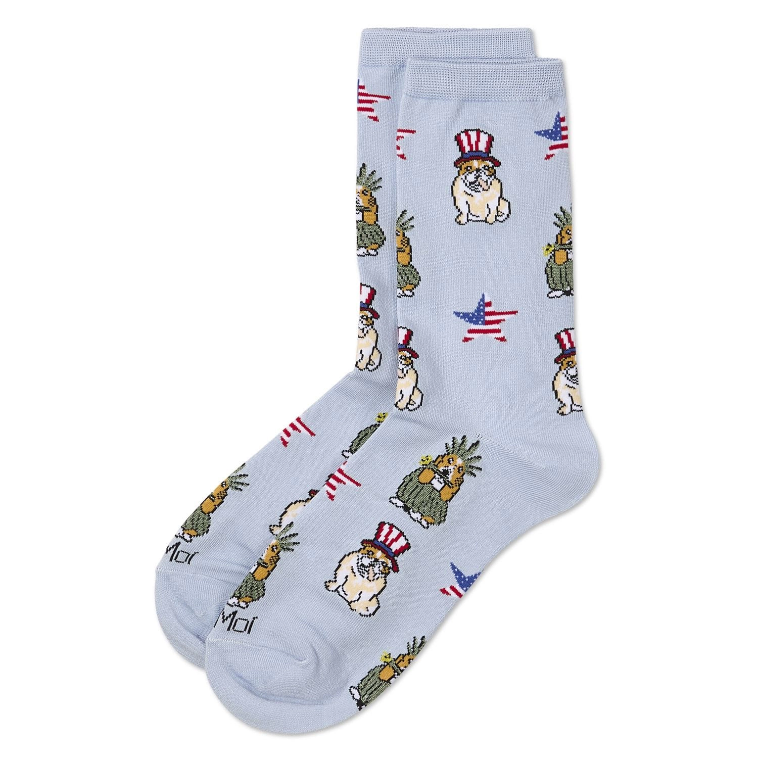 MeMoi Women's Patriotic Dogs Rayon From Bamboo Crew Socks