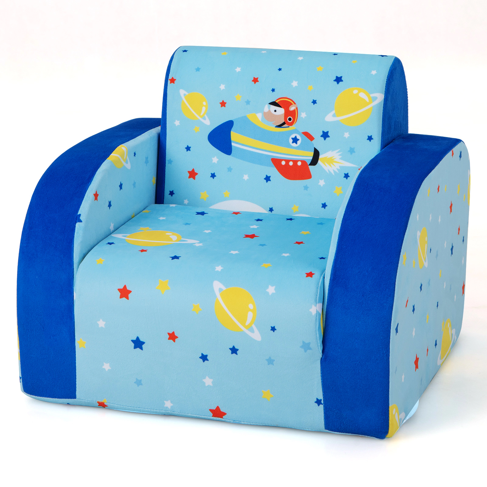 SUGIFT 3-in-1 Convertible Flip Open Kids Sofa Chair and Lounge Bed 66-lb Capacity Ages Under 3 Blue
