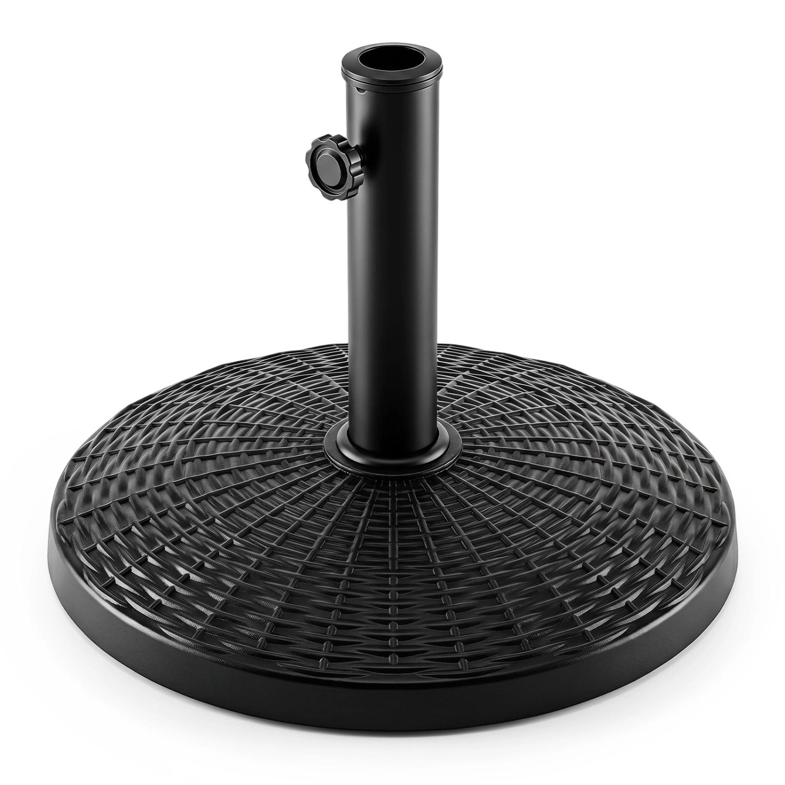 SUGIFT 22-lb Resin Patio Umbrella Base with Wicker Style Pattern 18-in Round 1.5-1.9-in Pole Compatible Bronze/Black