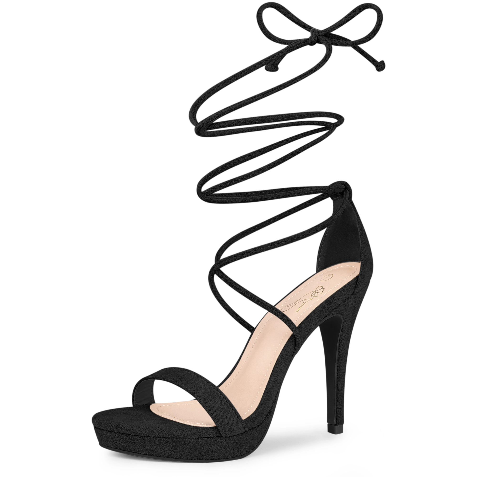 BLISSFUL STEP Women's Platform Stiletto Heels Lace Up Strappy Padded Insole Sandals