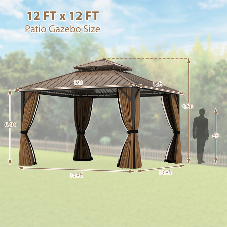 Hivvago Hardtop Gazebo Outdoor Pergola for Patio Garden Deck Lawn Backyard Party Tent