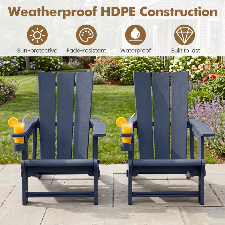 Hivvago Hdpe Outdoor Adirondack Chairs With Cup Holder