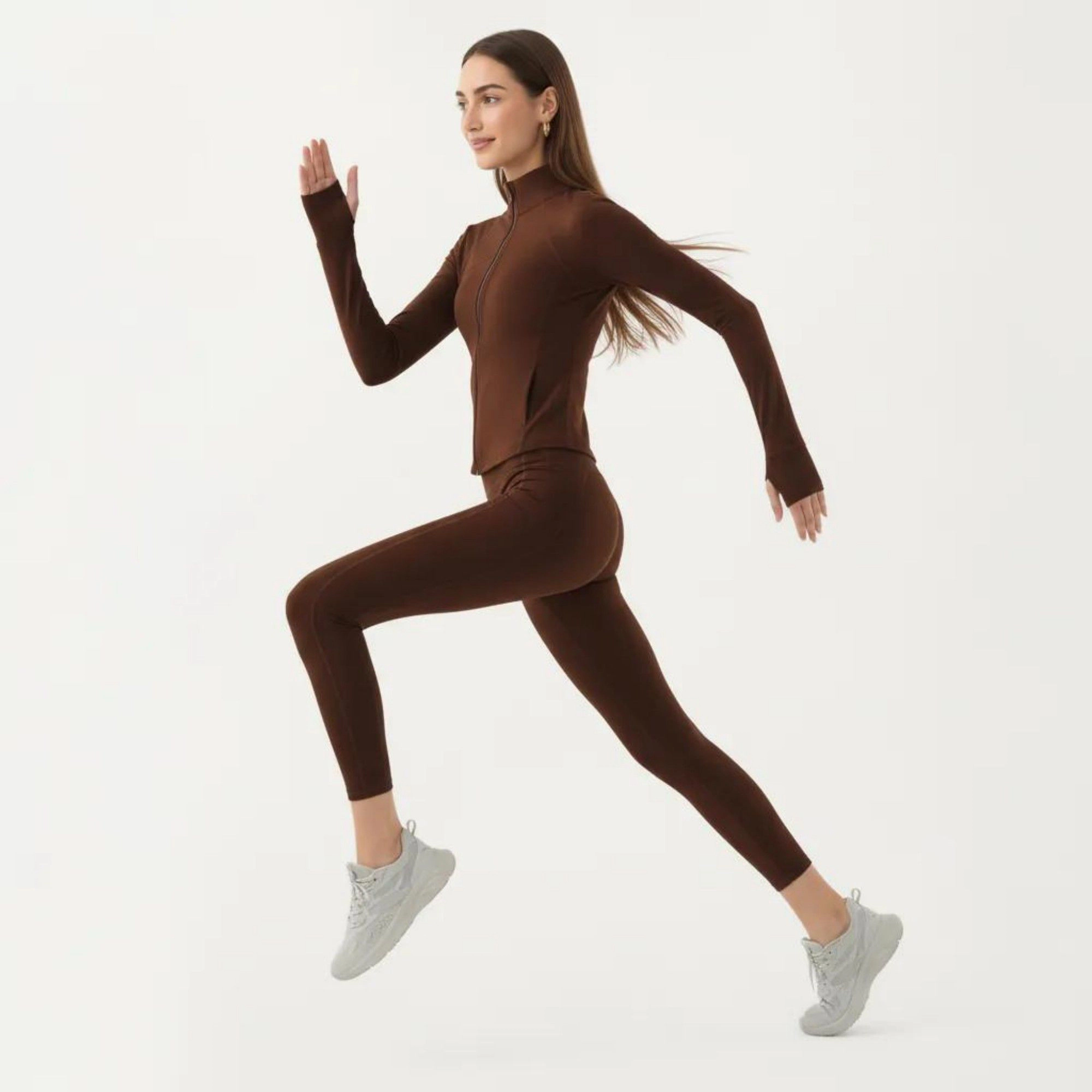 Anna-Kaci Women's Long Sleeve Fitted Athletic Jacket with Full-Zip Front Thumbhole Cuffs and Contoured Seams