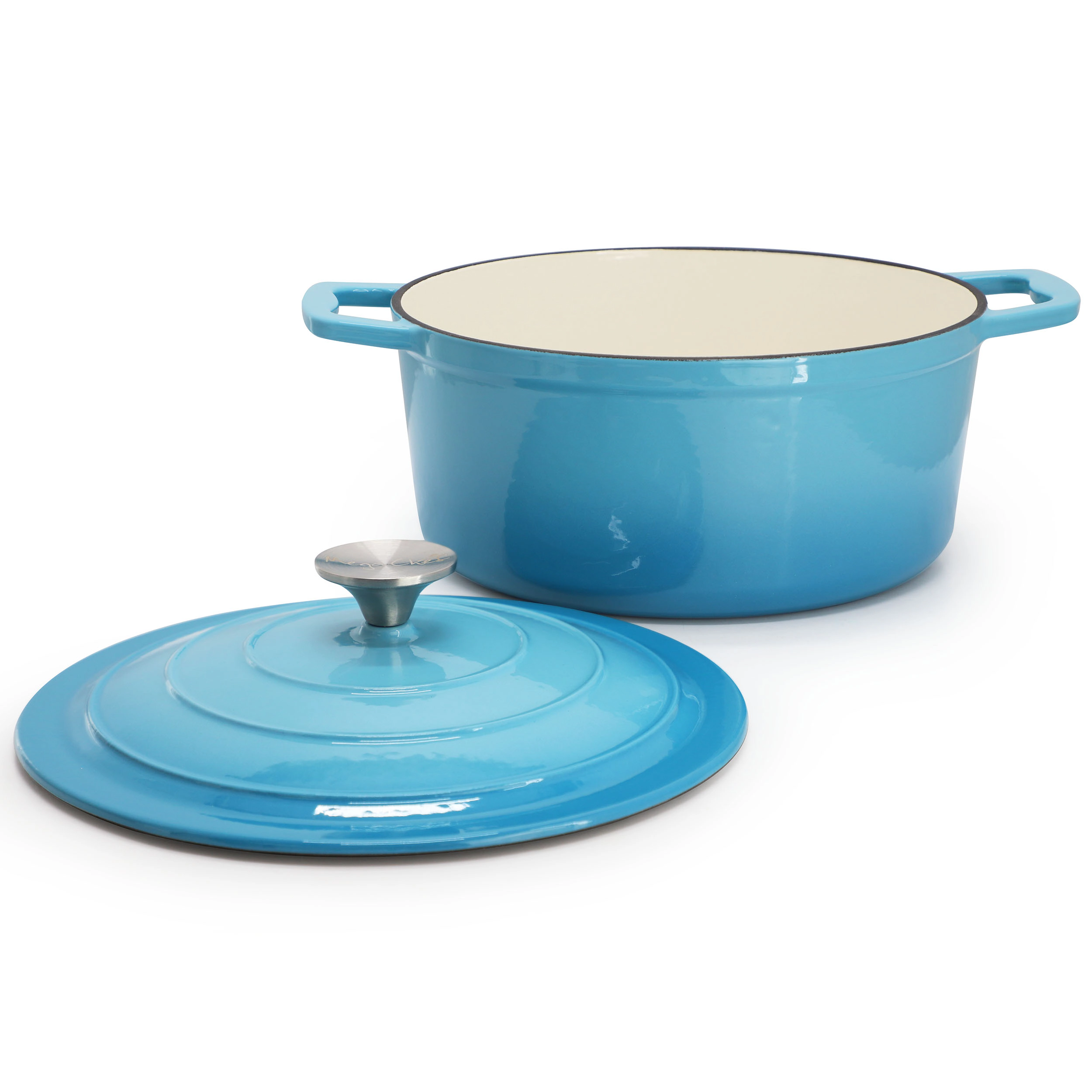 MegaChef 5 Quarts Round Enameled Cast Iron Casserole with Lid
