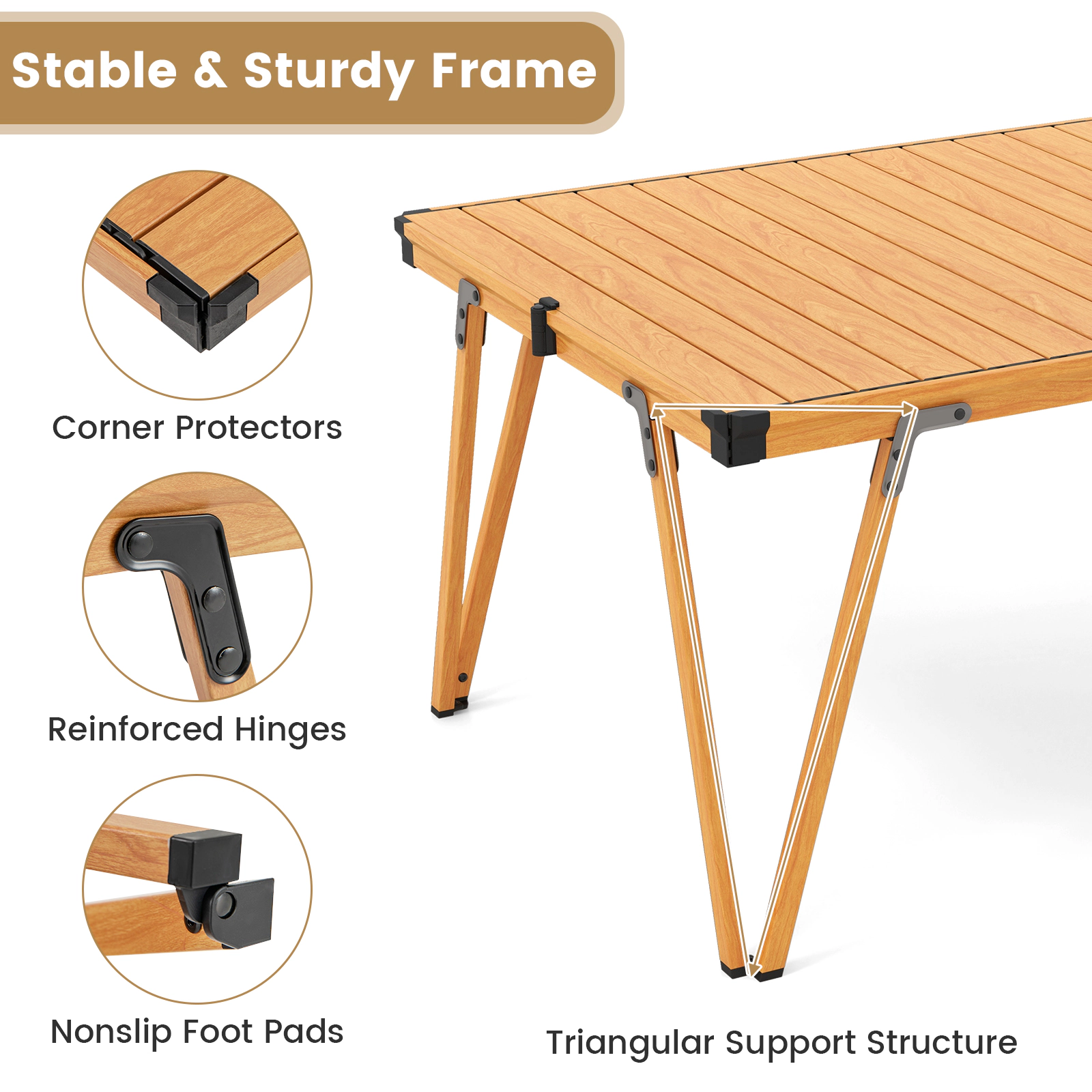 SUGIFT 37-Inch Aluminum Folding Camping Table, Waterproof Top, 176-Lb Capacity, Carrying Bag