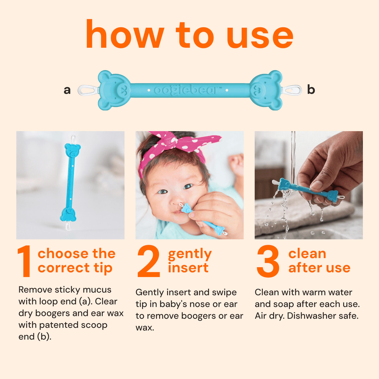 oogiebear Booger Picker Baby Nose & Ear Picker with Travel Case