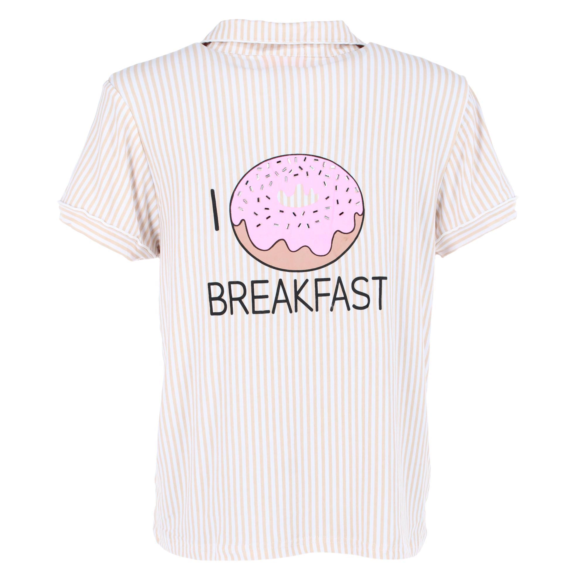 CTM Womens I Love Breakfast Short Sleeve Pajama Set by Not A Morning Person