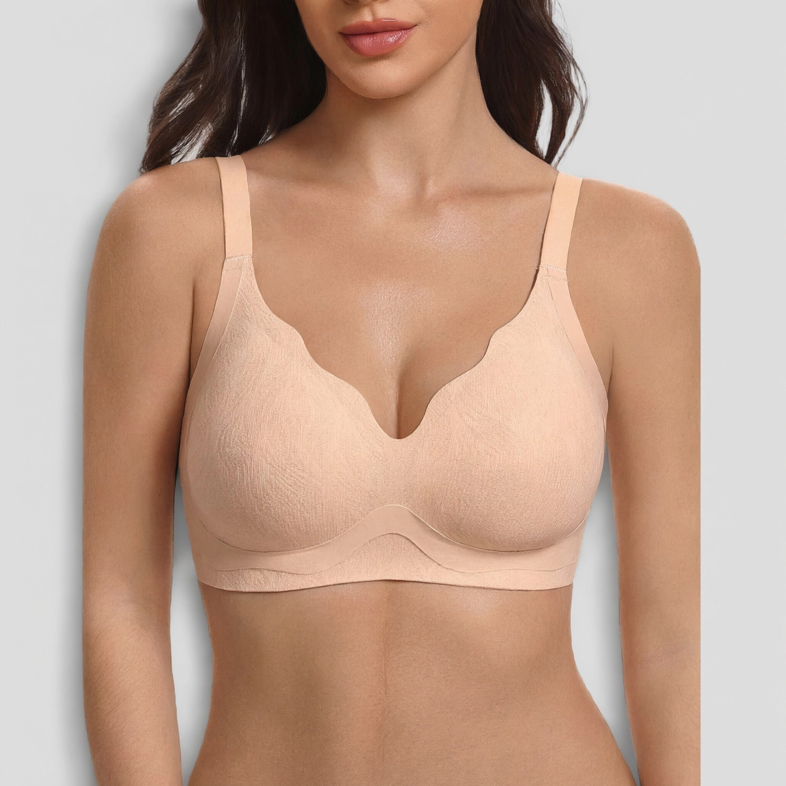 Avidlove Women's Jelly Seamless Scalloped V Neck Wireless Bra