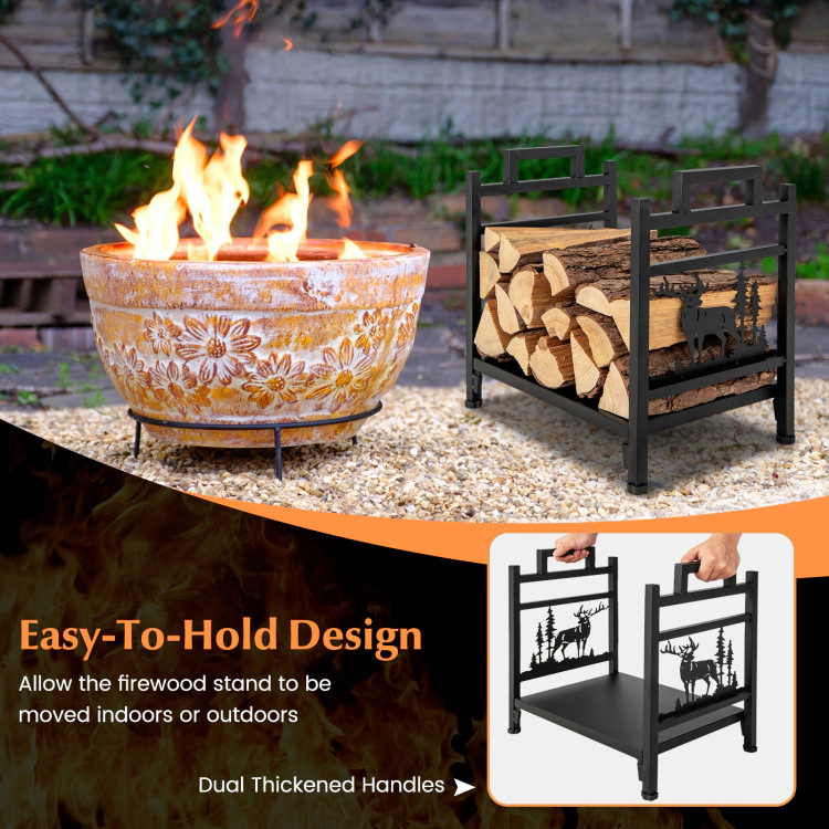 Hivvago Metal Firewood Rack With Dual Handles
