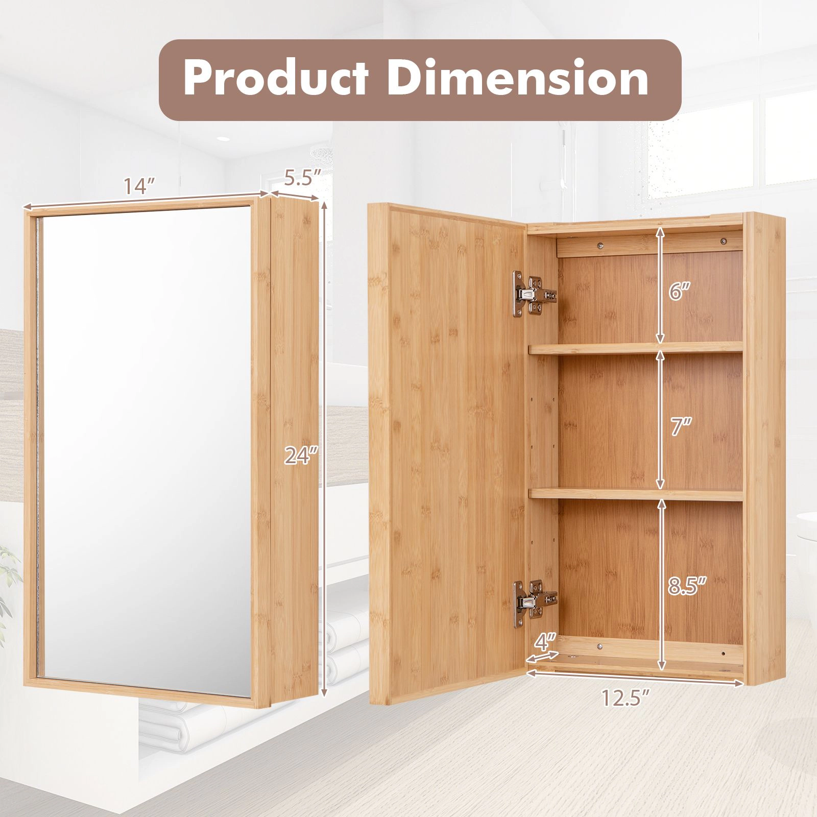 SlickBlue Wall Mounted Bathroom Mirror Cabinet, Storage