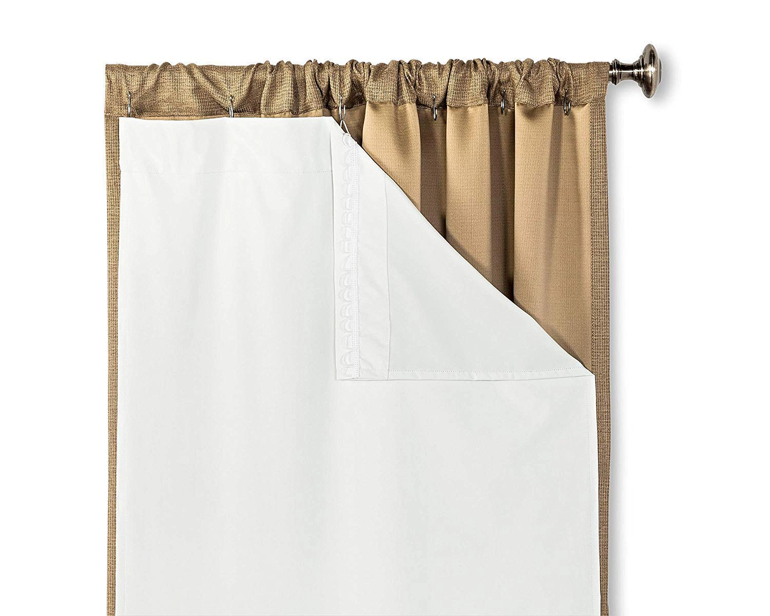 HLC.ME White Thermal Insulated 100% Blackout Window Liner, From Sheer to Blackout - Hooks Included, 2 Pack