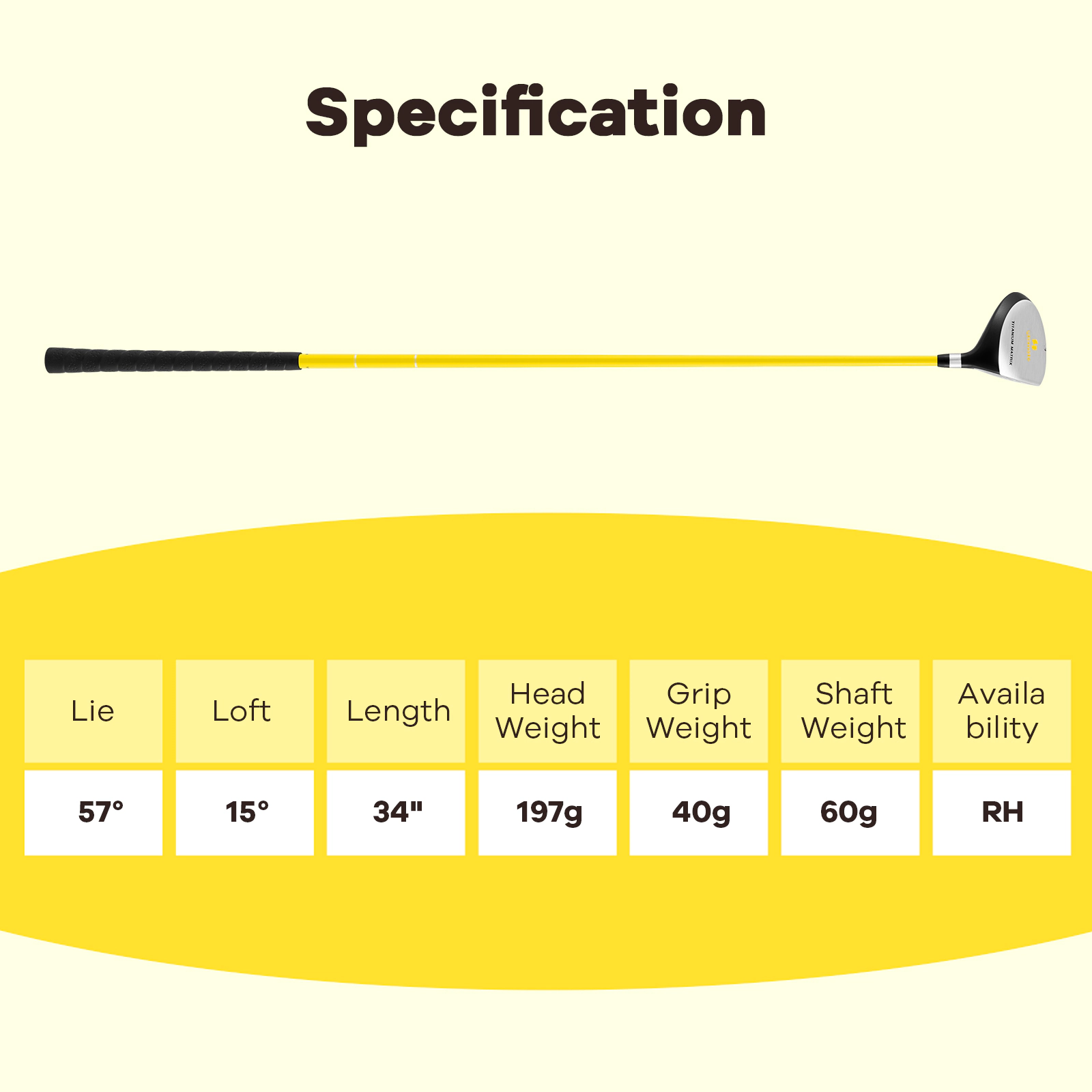 LJG 34 Inch 165CC Junior #3 Fairway Wood Golf Club with Fiberglass Shaft for Kids Ages 8-10