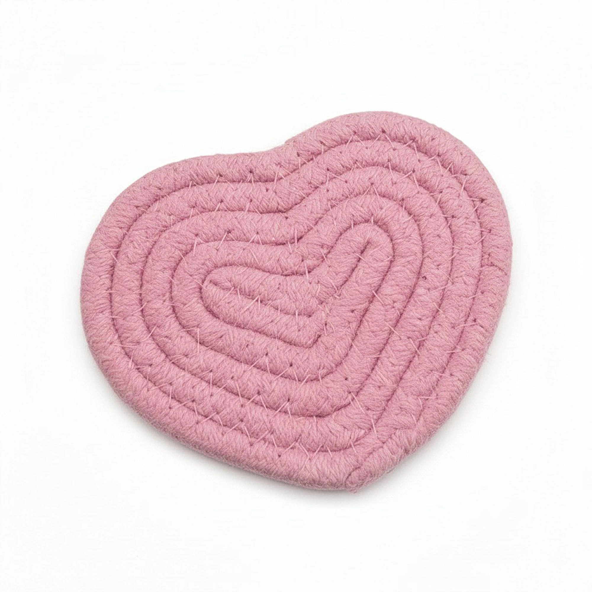 Alilang Unisex 2-PC Heart Shaped Braided Coaster Set Soft Table Protectors