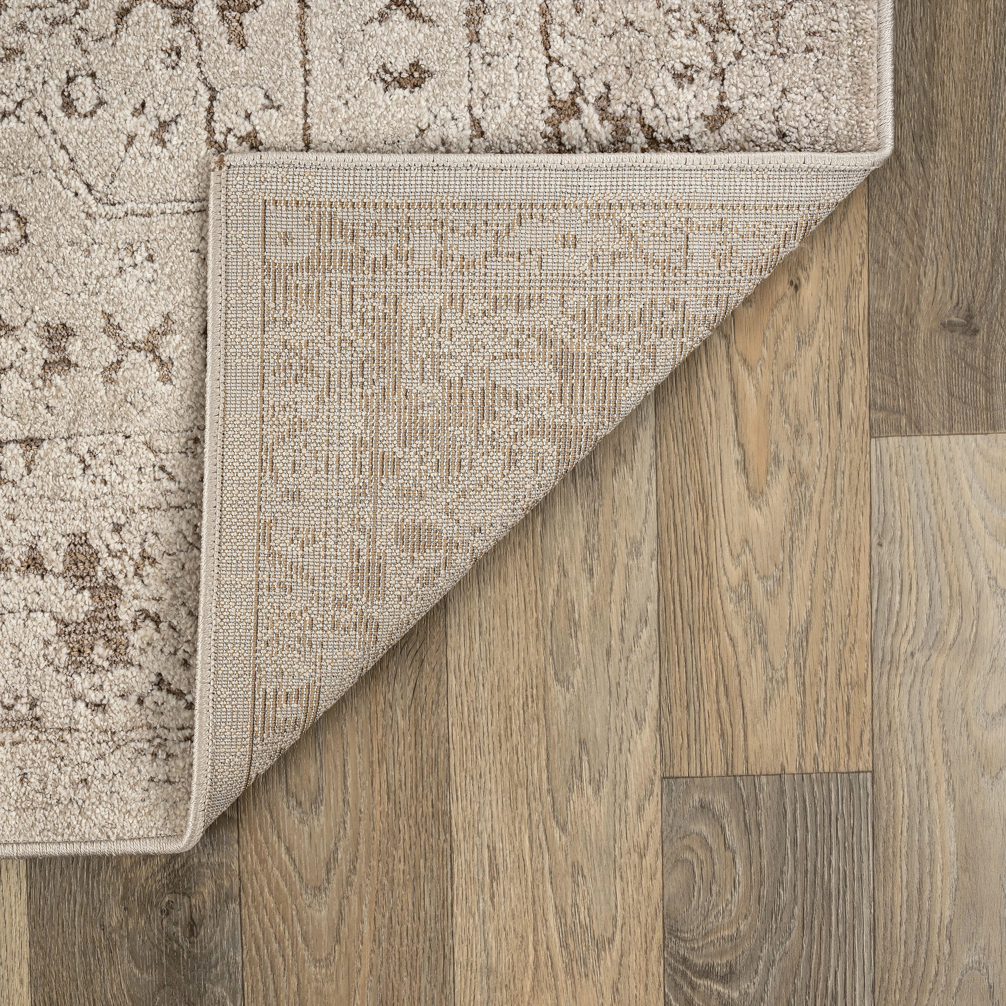 World Rug Gallery Textured High-Low Indoor Area Rug, Taupe Beige Design, Jute Backing, Entryway Rug, Easy-Care