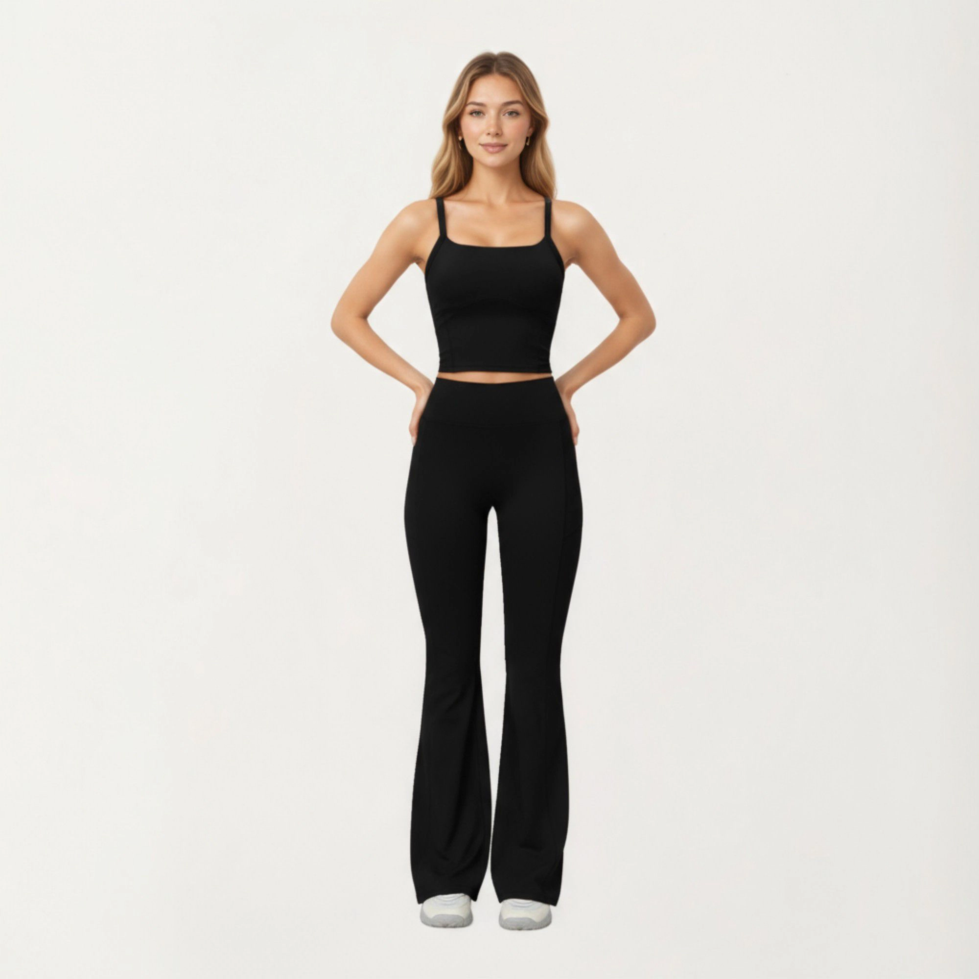 Anna-Kaci Women's Fitted Active Tank Top with Square Neckline, Supportive Built-In Shelf Layer and Smooth Stretch Fabric