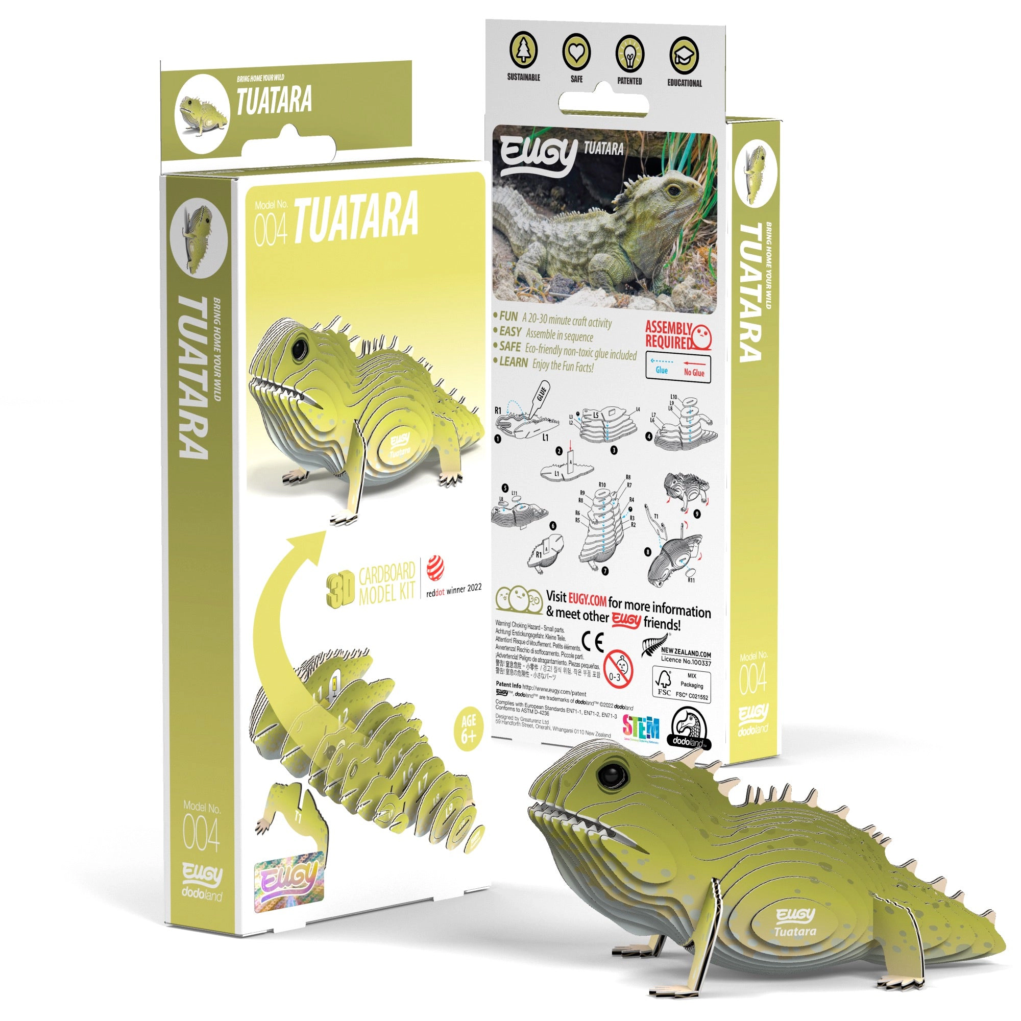 EUGY Tuatara 3D Puzzle - contains 24 puzzle pieces