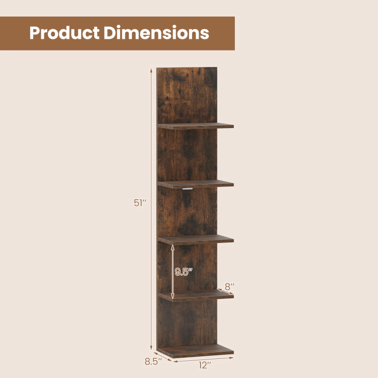 Hivvago 5-Tier Wall Mounted Shelf Unit with Wood Grain