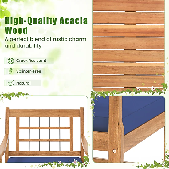 Hivvago 3 Piece Wood Patio Furniture Set with Seat Cushions and Acacia Wood Frame