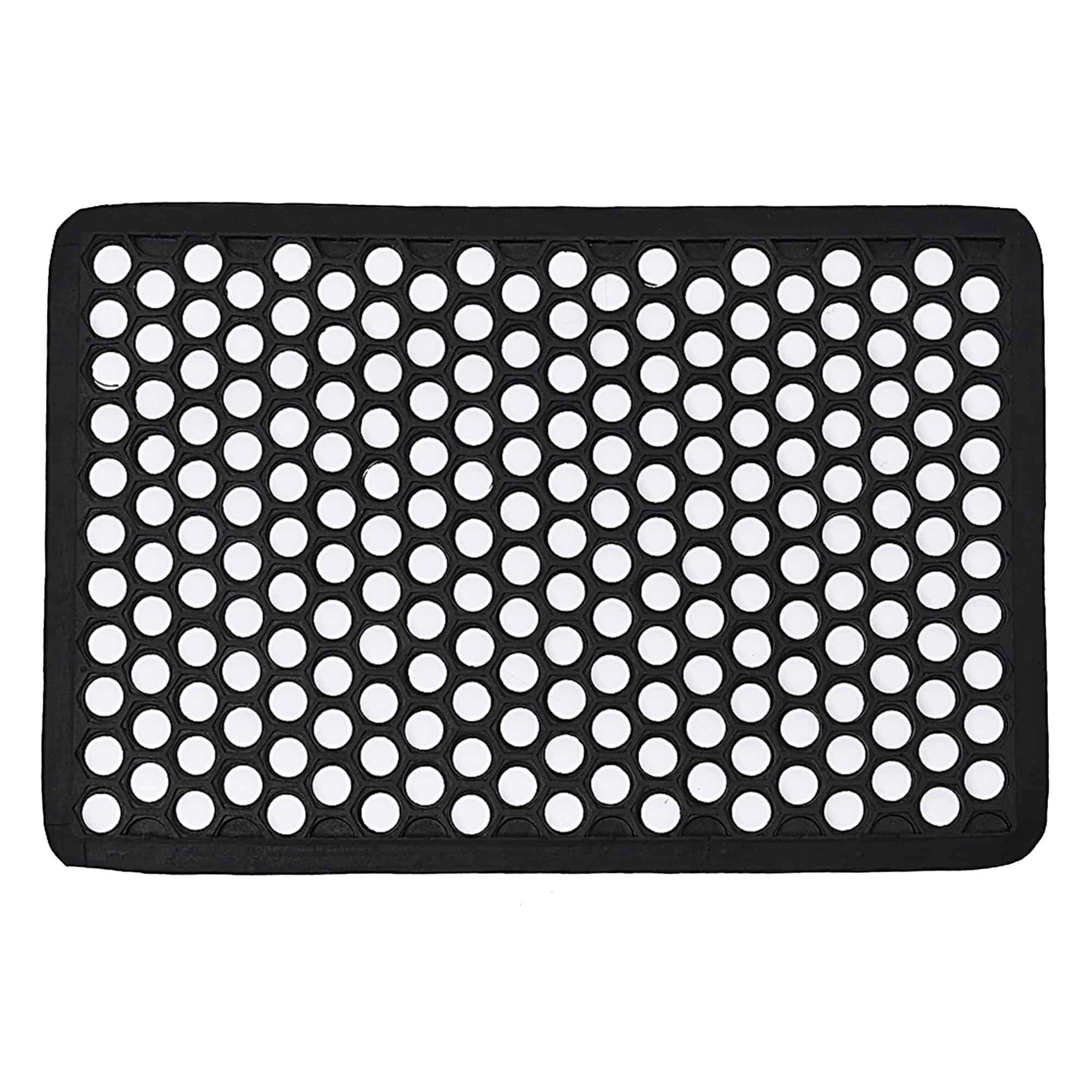 Evideco French Home Goods Black Harold Railing Rubber Doormat 24 x 16 Inches