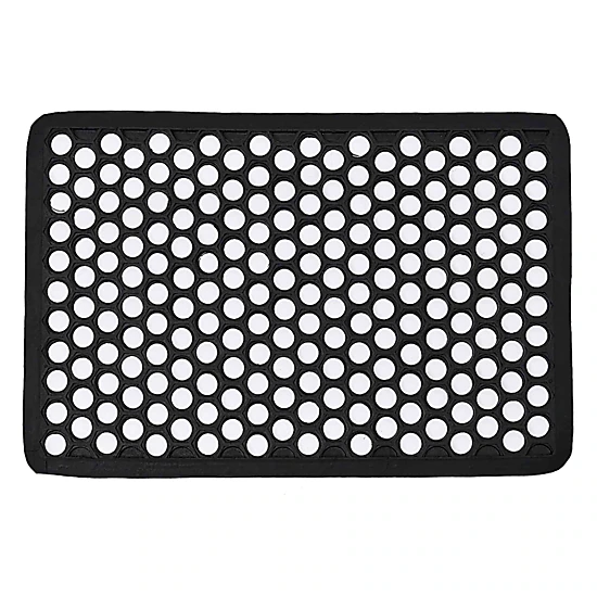 Evideco French Home Goods Black Harold Railing Rubber Doormat 24 x 16 Inches