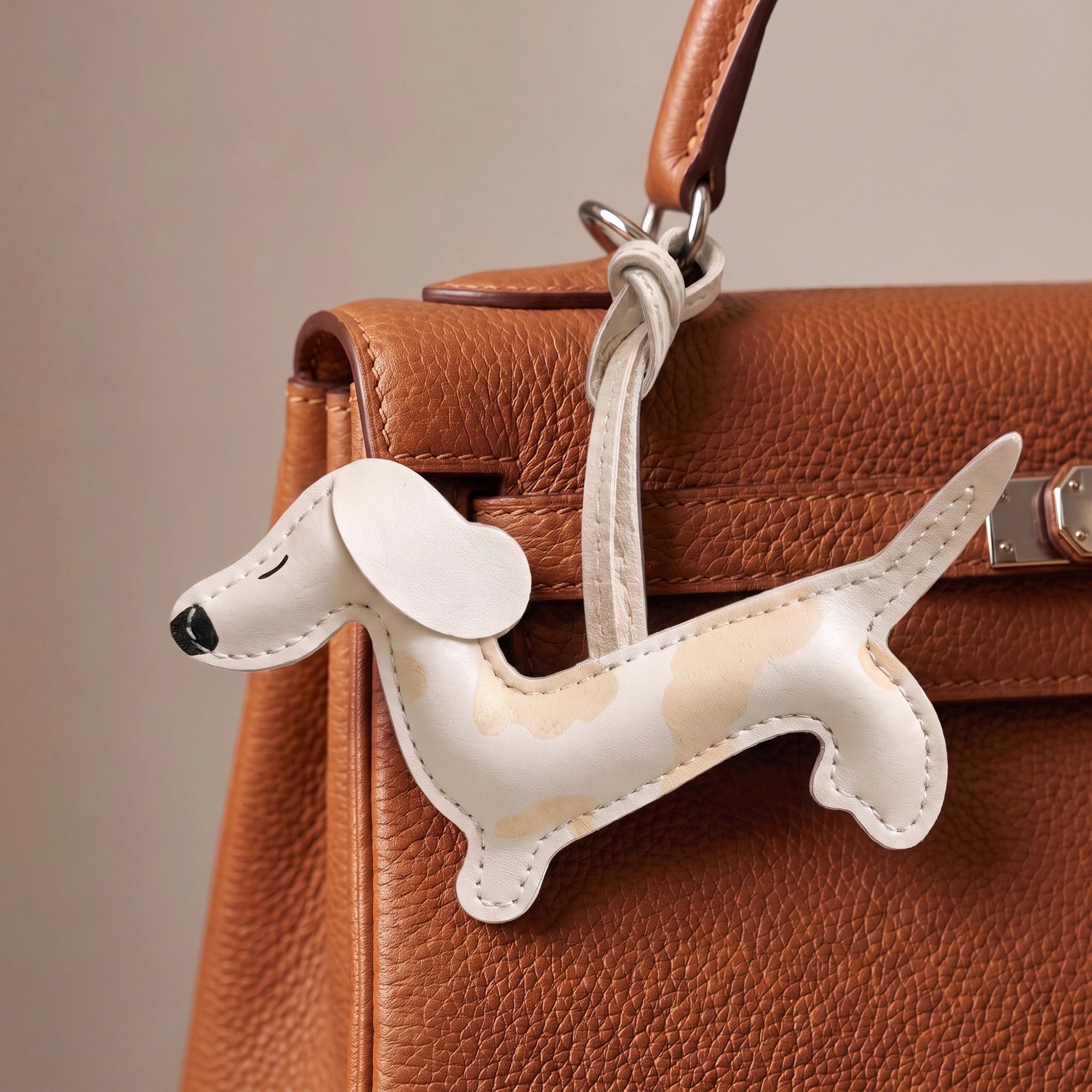 Alilang Women's Dachshund Wiener Dog Bag Charm with Faux Leather Loop Strap