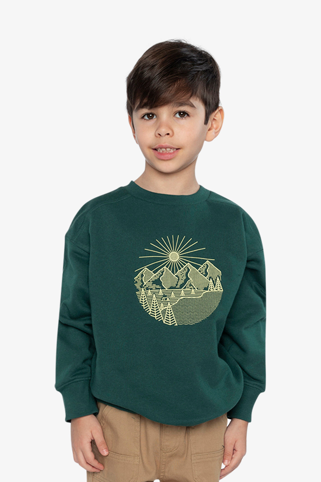 Deux par Boys Fleece Crewneck Sweatshirt with Nature Graphic