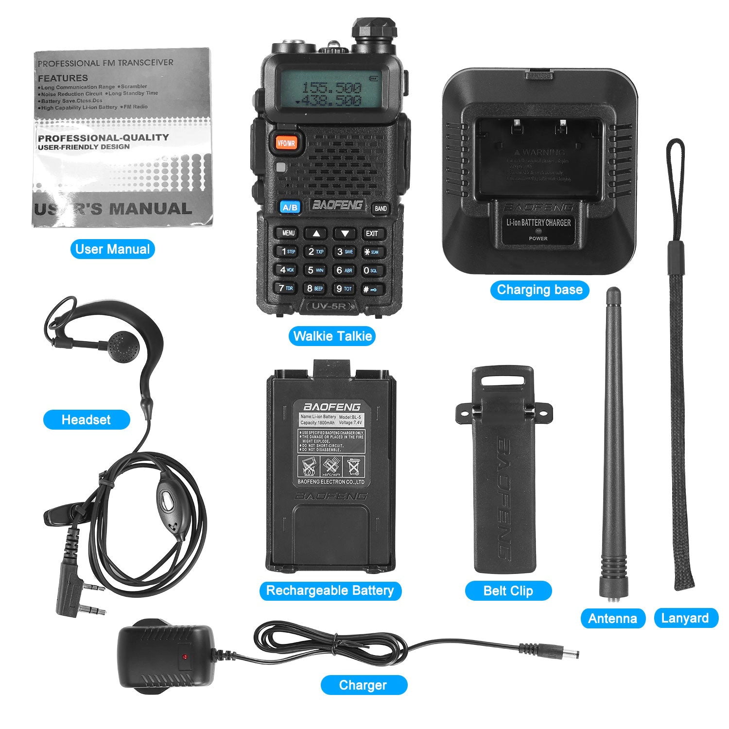 GBruno Dual Band 5W Two Way Radio Transceiver