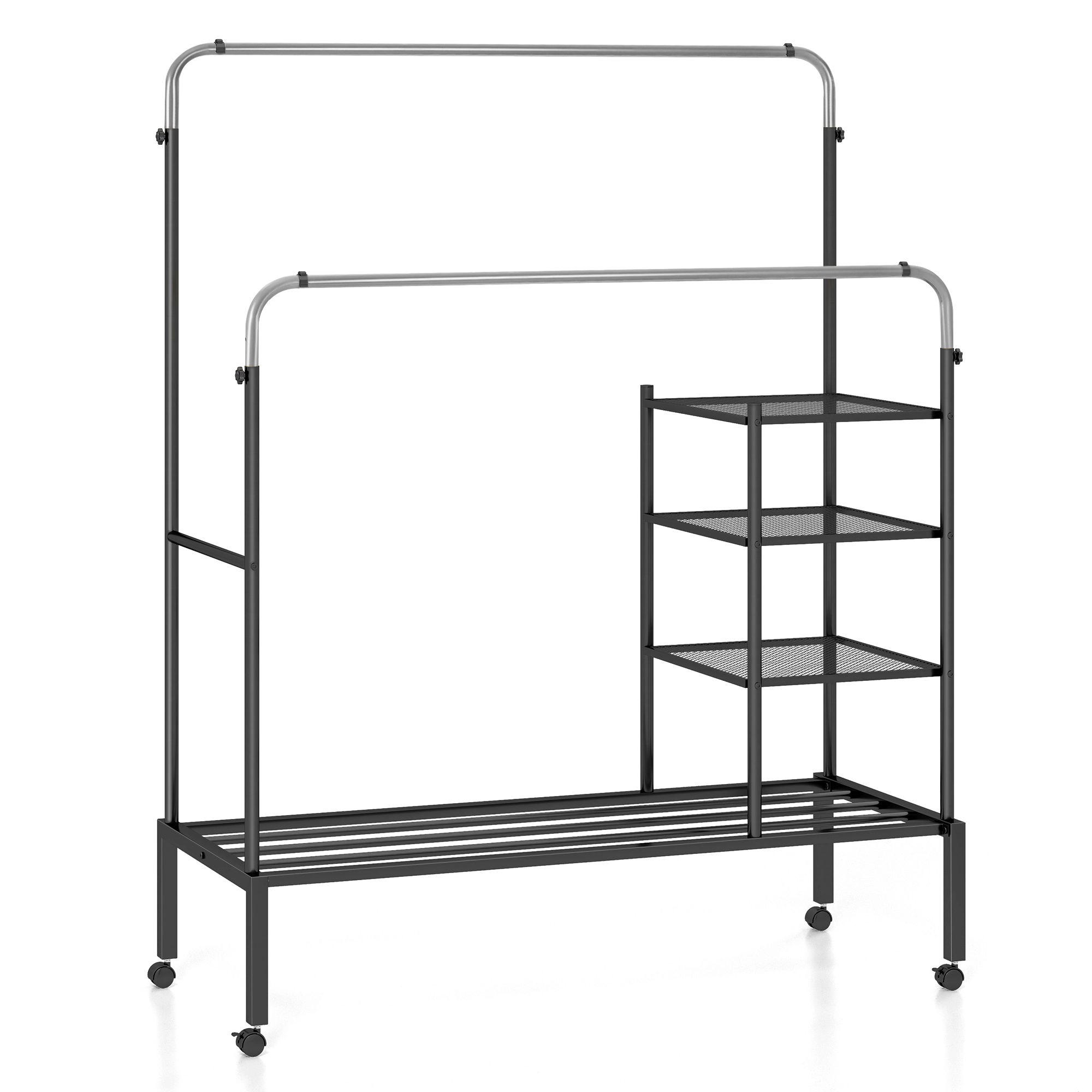 SlickBlue Adjustable Garment Rack with Shelves and Wheels
