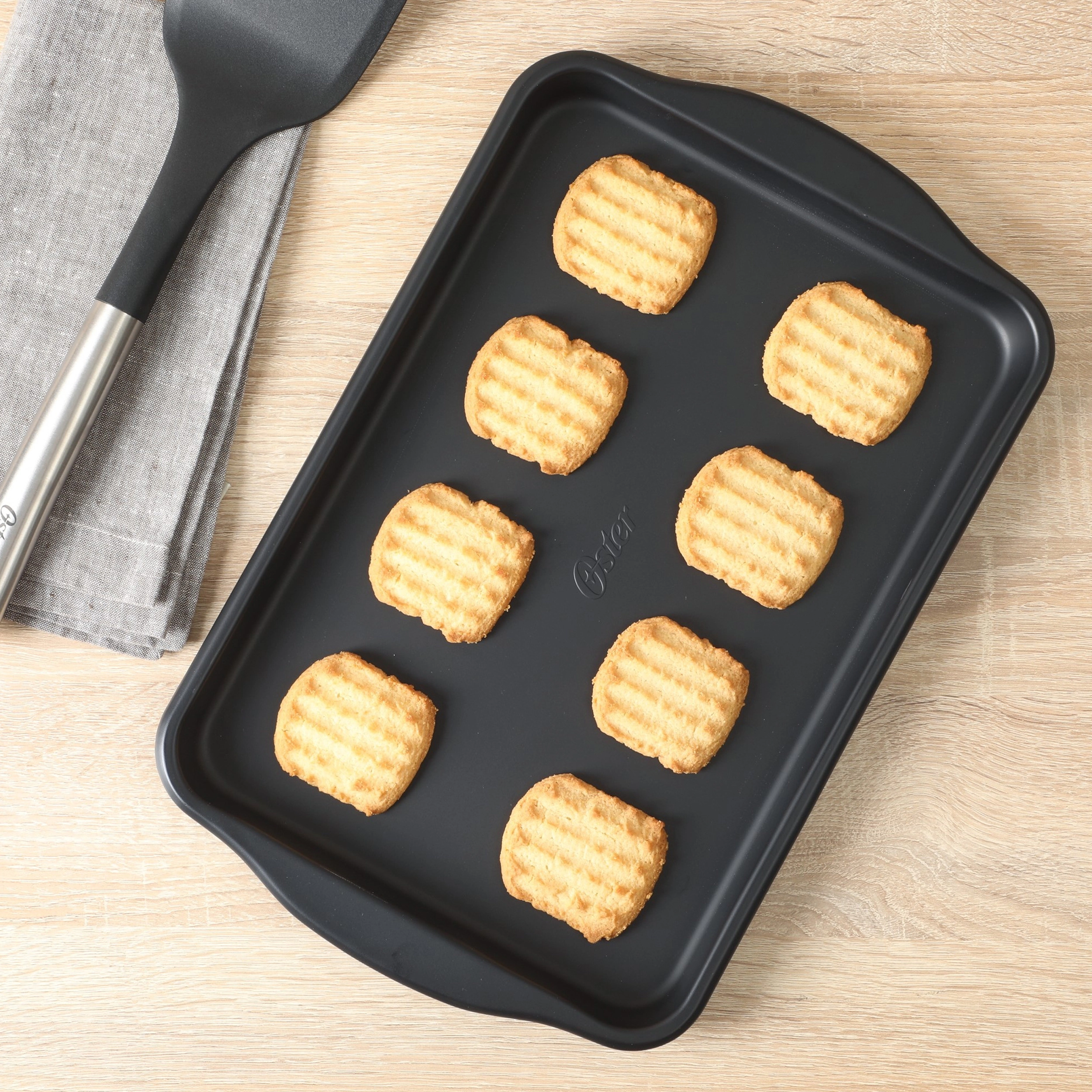 Oster Teston Platinum Collection 15x10 Inch Nonstick Carbon Steel Cookie Sheet in Matte Black