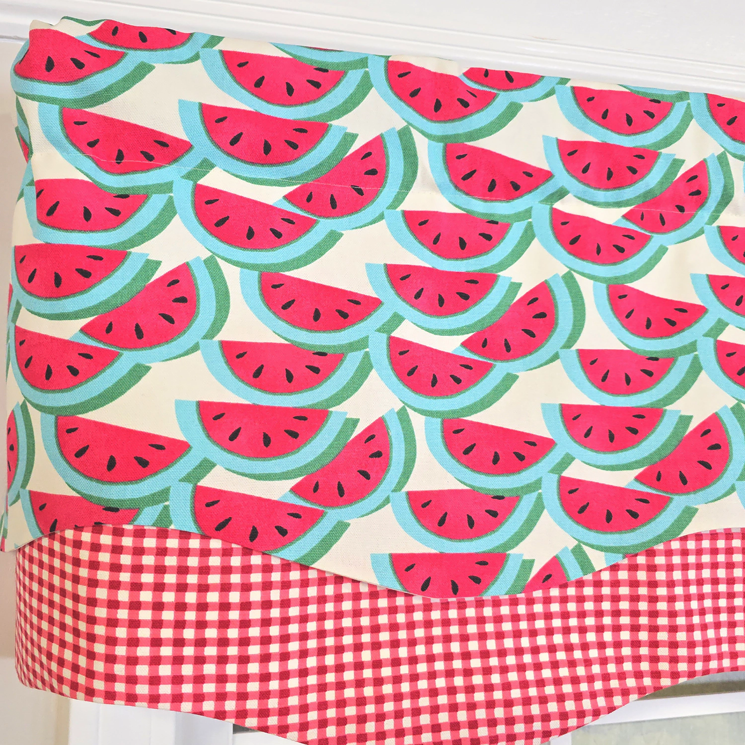 RLF Home 100% Cotton Sandias Glory  Fully lined Windows Rod Pocket Valance 50" x 16"  Red
