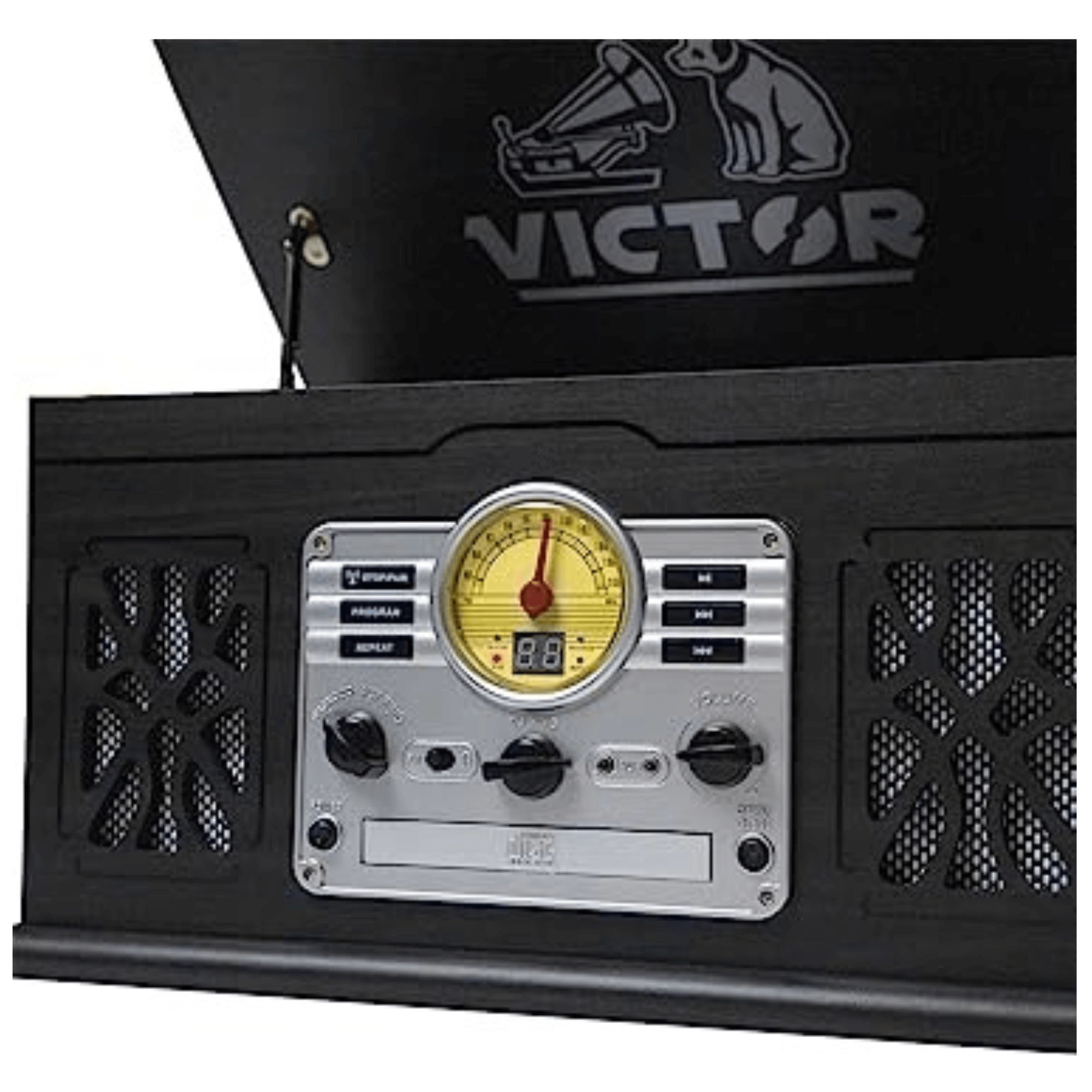 Victor State 7-in-1 Wood Music Center with 3-Speed Turntable