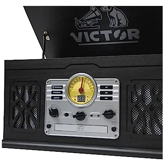 Victor State 7-in-1 Wood Music Center with 3-Speed Turntable