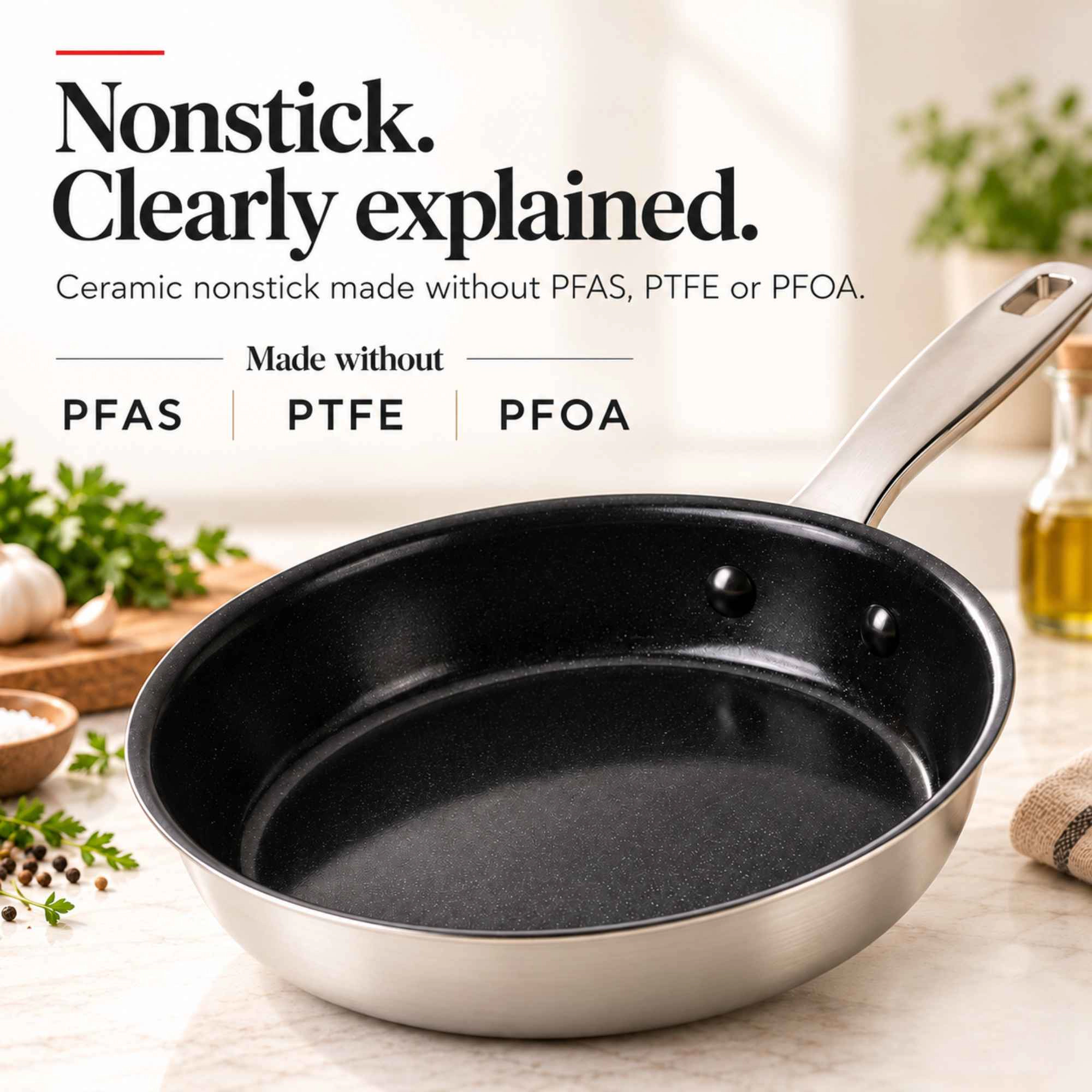 Alva Maestro 11-Inch Ceramic Nonstick Stainless Steel Frying Pan