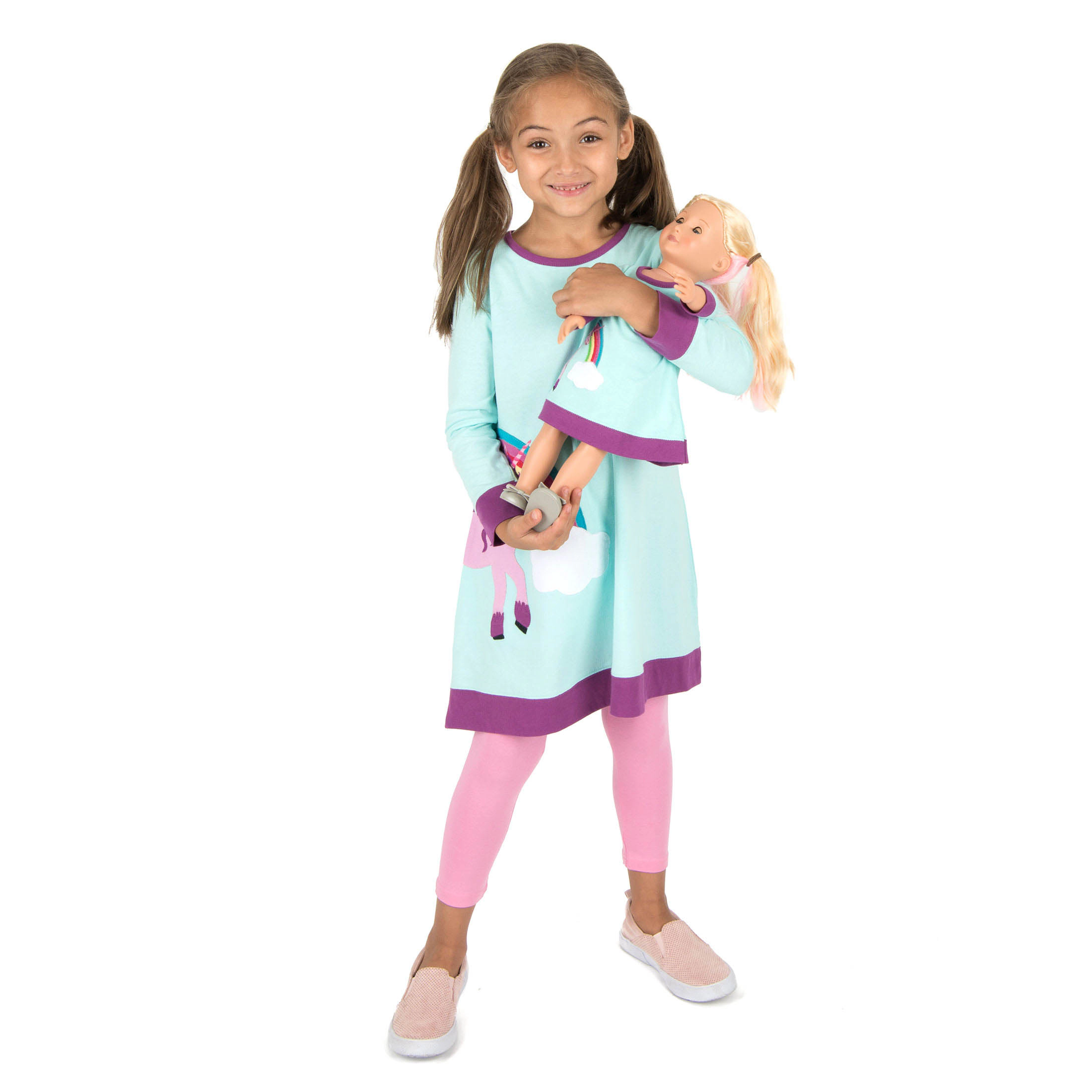 Leveret Girl & Matching Doll Set - Cotton Novelty Print Dress