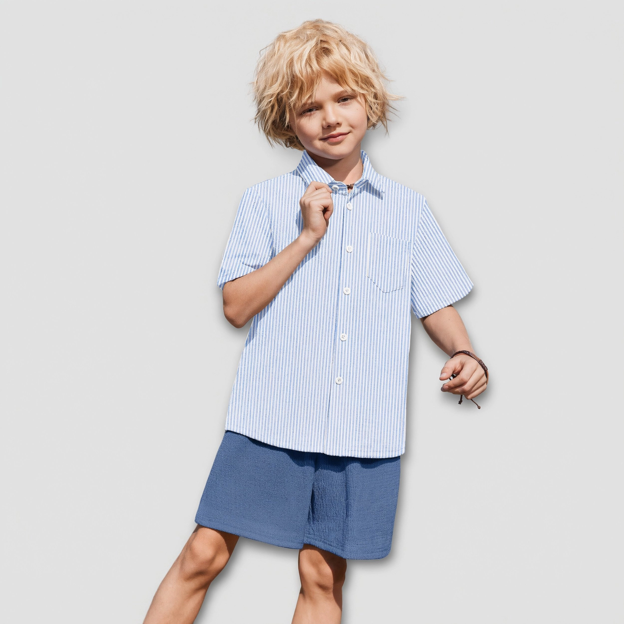 Arshiner Boys Pieces Summer Outfits Short Sleeve Button Down Shirts And Shorts Sets For Kids