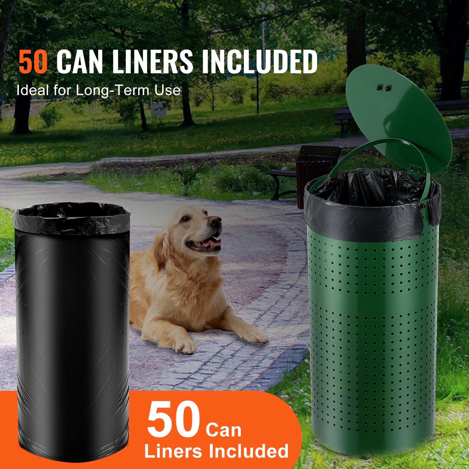 HONGGE Dog Waste Station with Commercial Poop Bin, 11.5 Gallons, 50 Can Liners