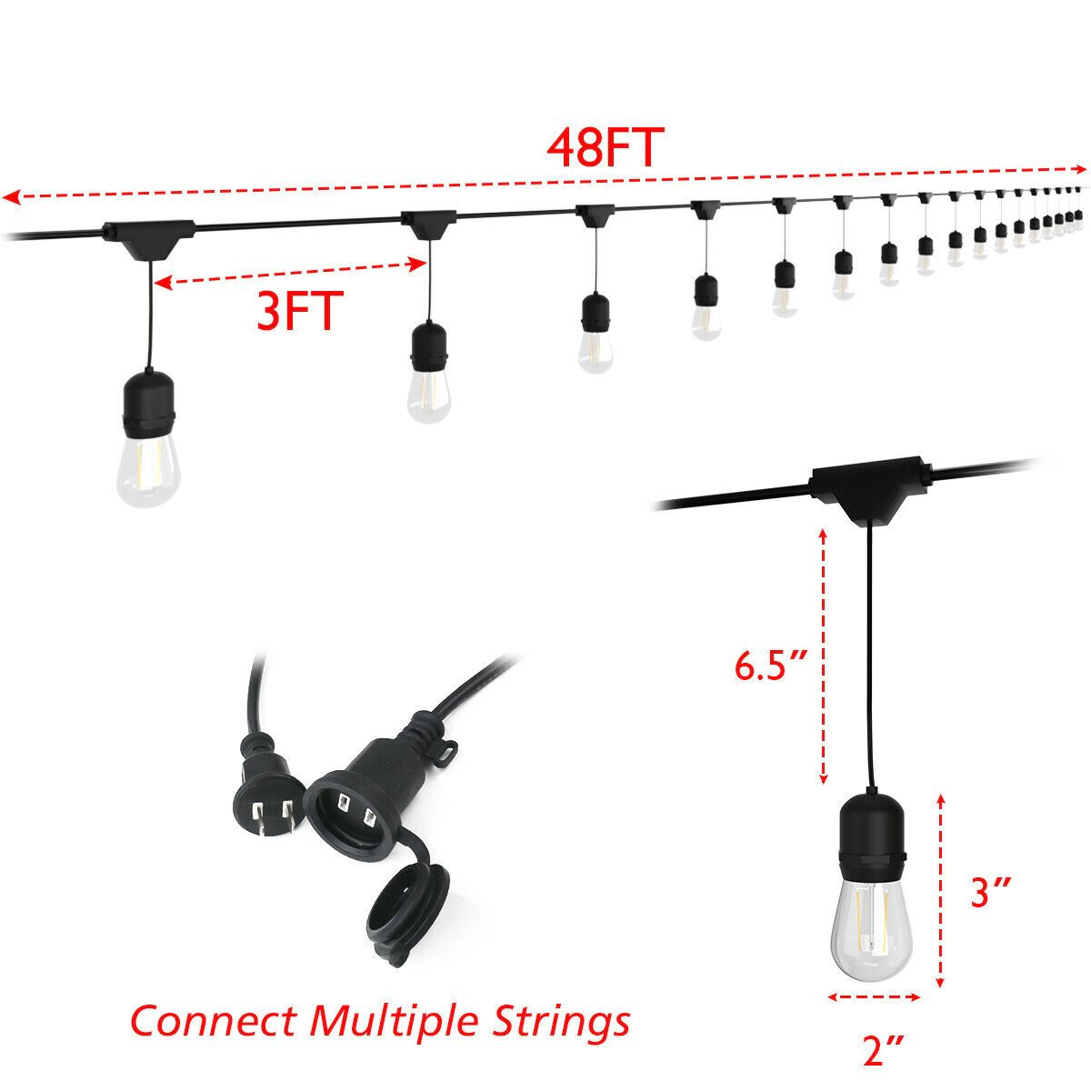 Slickblue Waterproof Outdoor Hanging Lights with Warm White Glow
