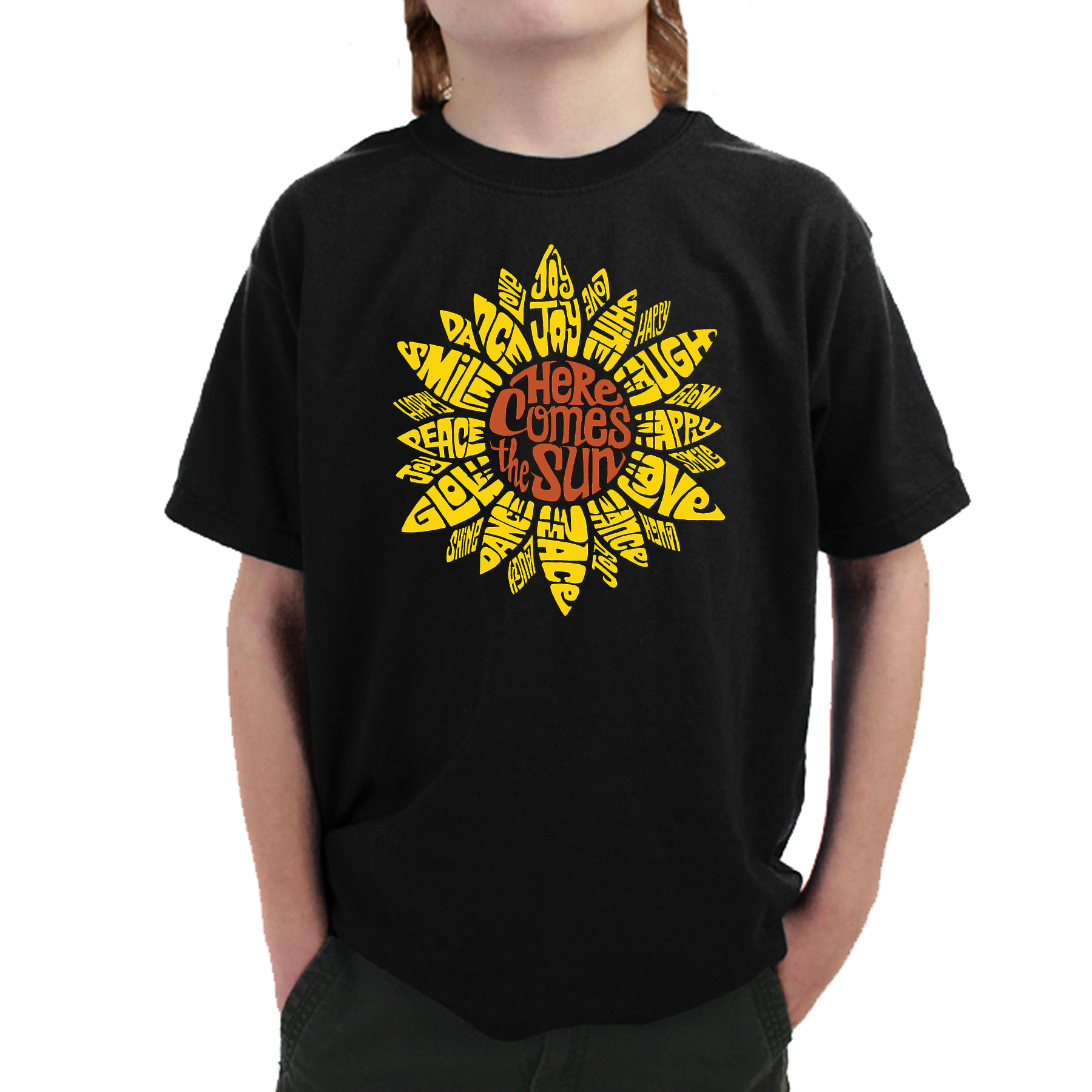 LA Pop Art Boy's Word T-Shirt - Sunflower