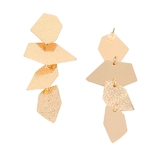 SOHI Women's The Dented-Geometric Drop Earrings - Antique Gold