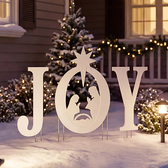 SUGIFT JOY Nativity Christmas Yard Sign Set with Holy Family Silhouette ...