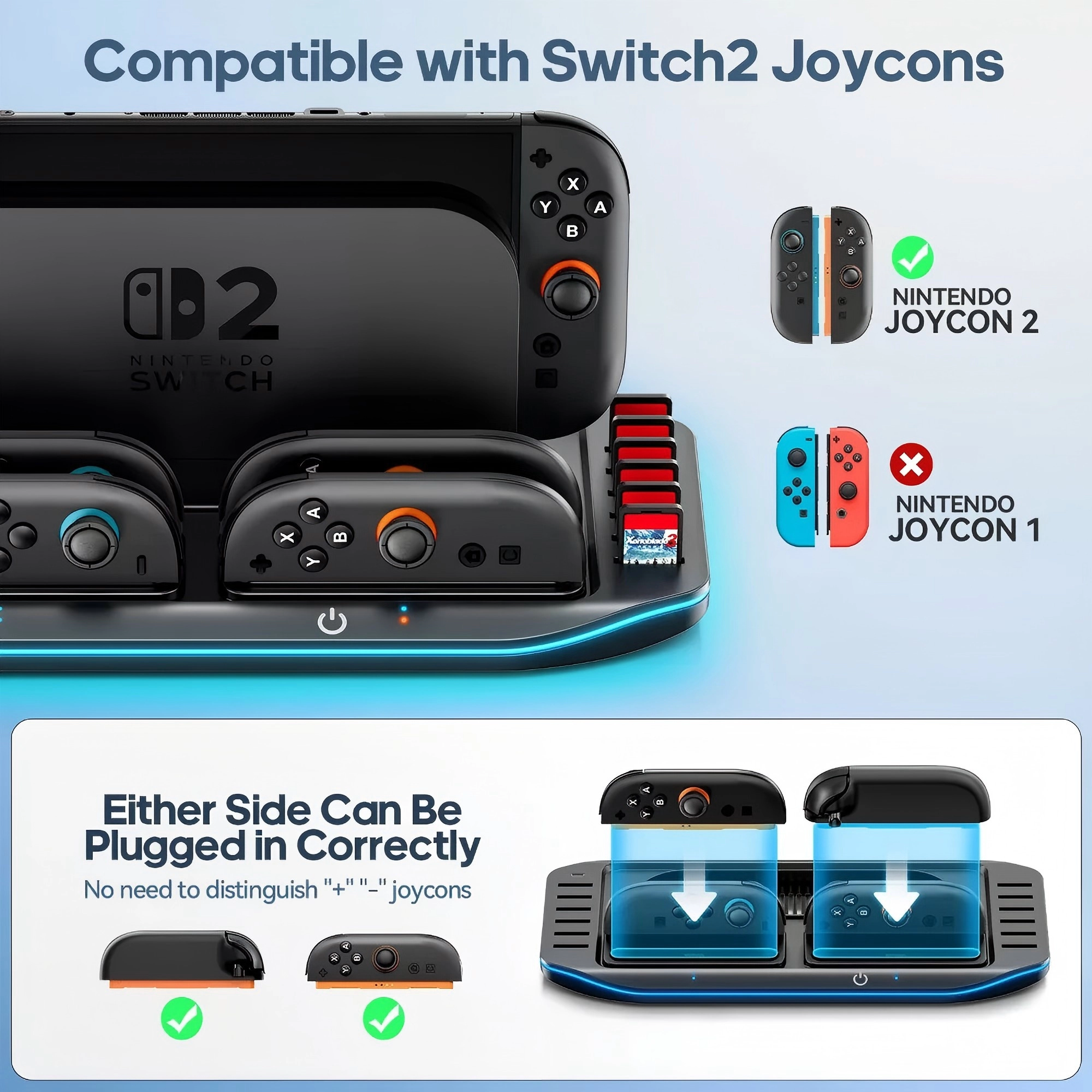 Sonicgrace RGB Organizer Charging Dock for Nintendo Switch 2