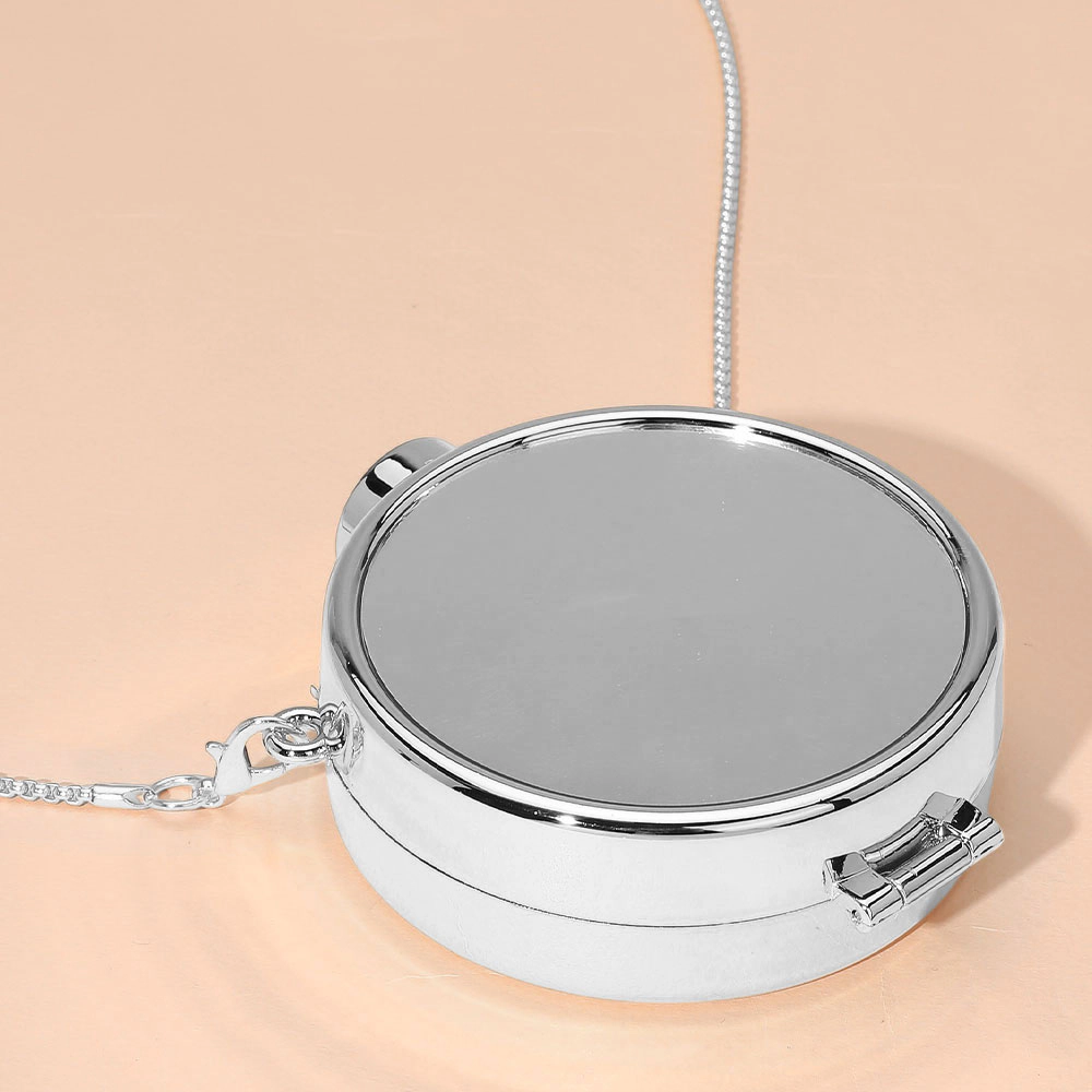 FASHNZFAB Metallic Round Compact Mirror Clutch Evening Bag Crossbody Bag