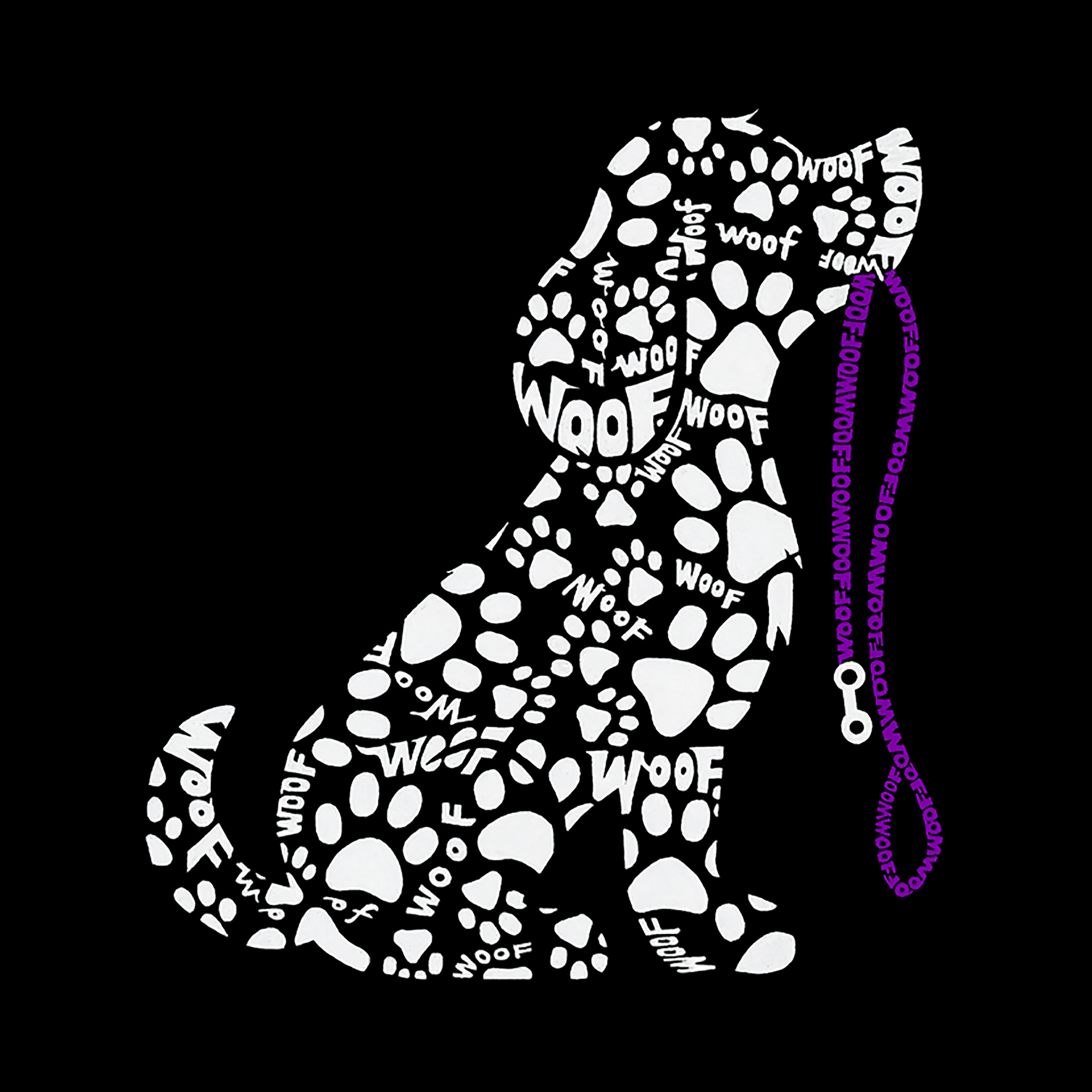LA Pop Art Men's Cotton-Poly Word T-Shirt - Dog Leash