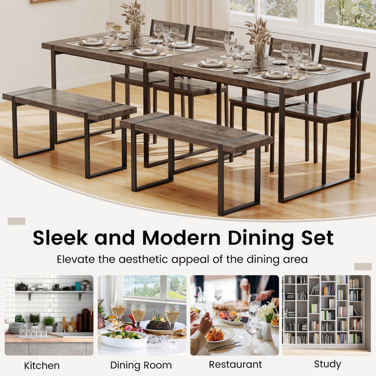 Hivvago 4-Piece Dining Table Set For 4 With 1 Bench And 2 Chairs